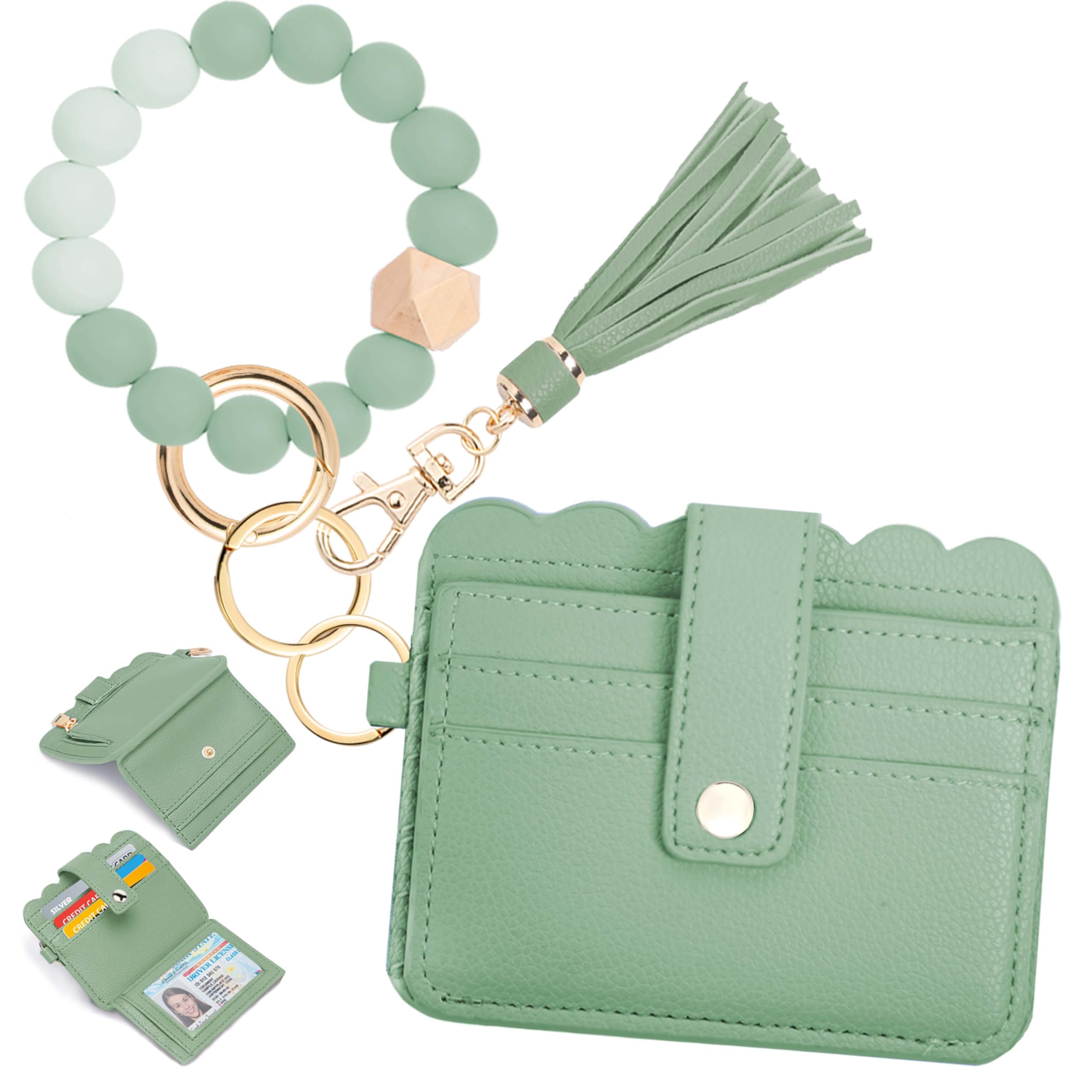Wristlet Wallet for Women with Keychain – RFID Card Holder Small Wallet Wristlet with Key Ring