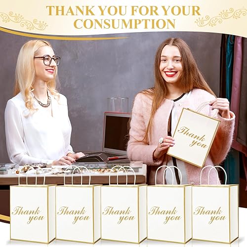 Miniatura 5 de Tenceur 50 bolsas de regalo de agradecimiento con asas, bolsas de regalo de fiesta de boda, bolsas de papel de agradecimiento a granel para