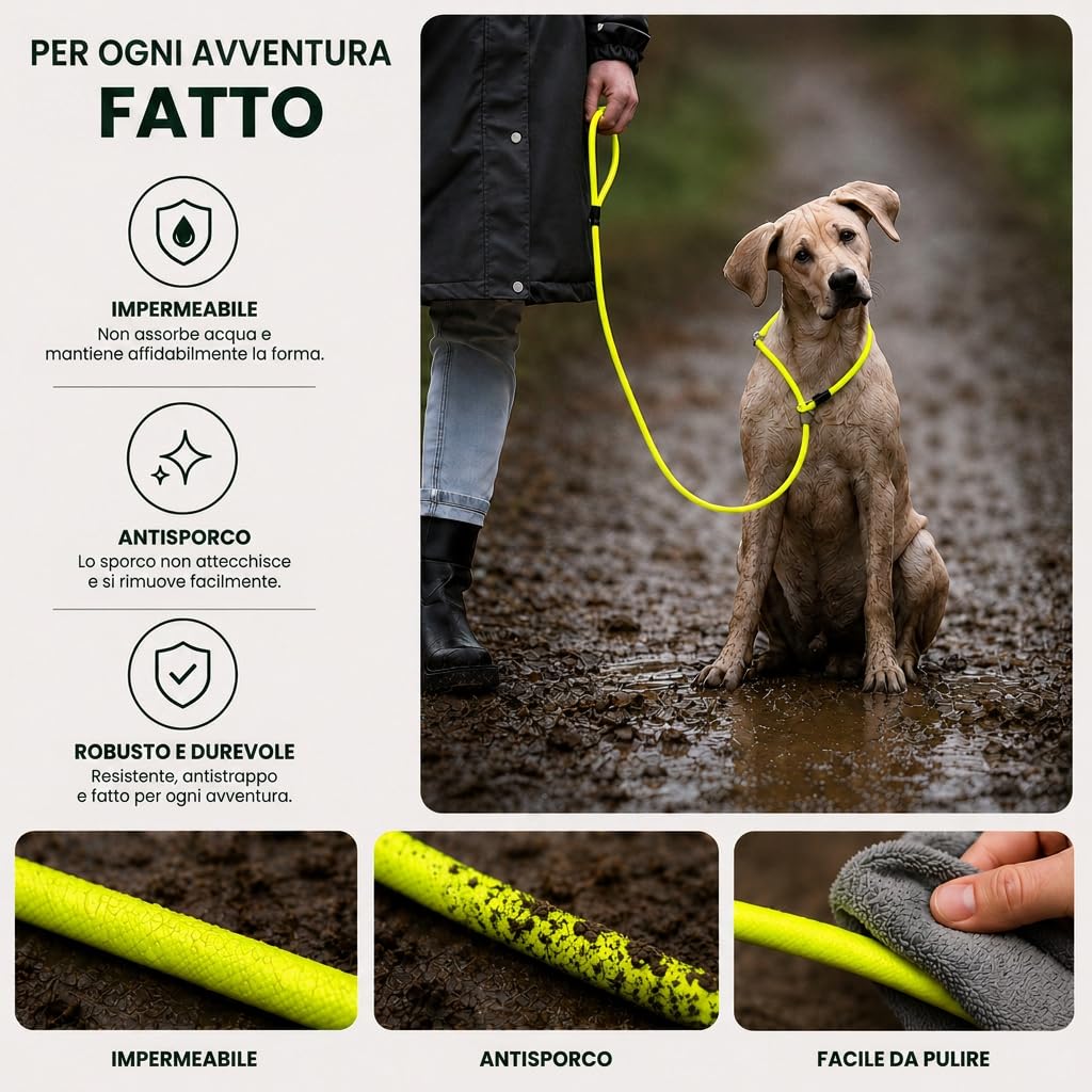 Romneys Moxon, guinzaglio Biothane Neon Pro, realizzato a mano in Germania, impermeabile, per allenamento e caccia, al neon, robusto e resistente alle intemperie, lunghezza 130 cm x 6 mm (giallo