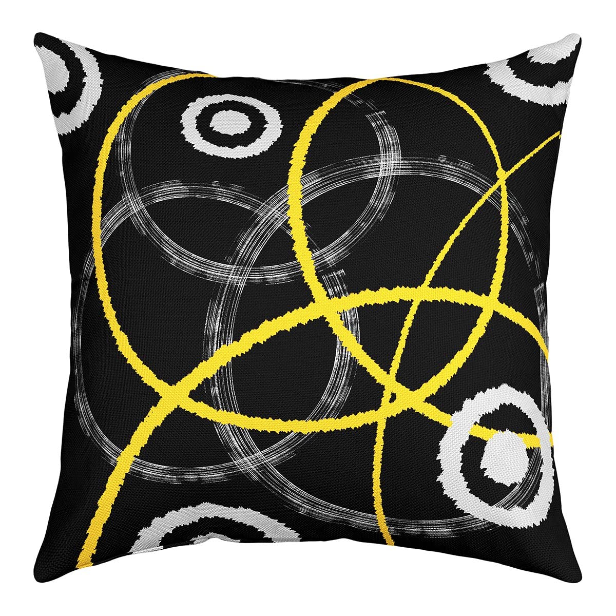 Paquete de 4 fundas de almohada decorativas geométricas, suaves, modernas, abstractas, cuadradas, para sofá, dormitorio, amarillo, gris, negro, rayas, fundas de almohada de 20 x 20 pulgadas
