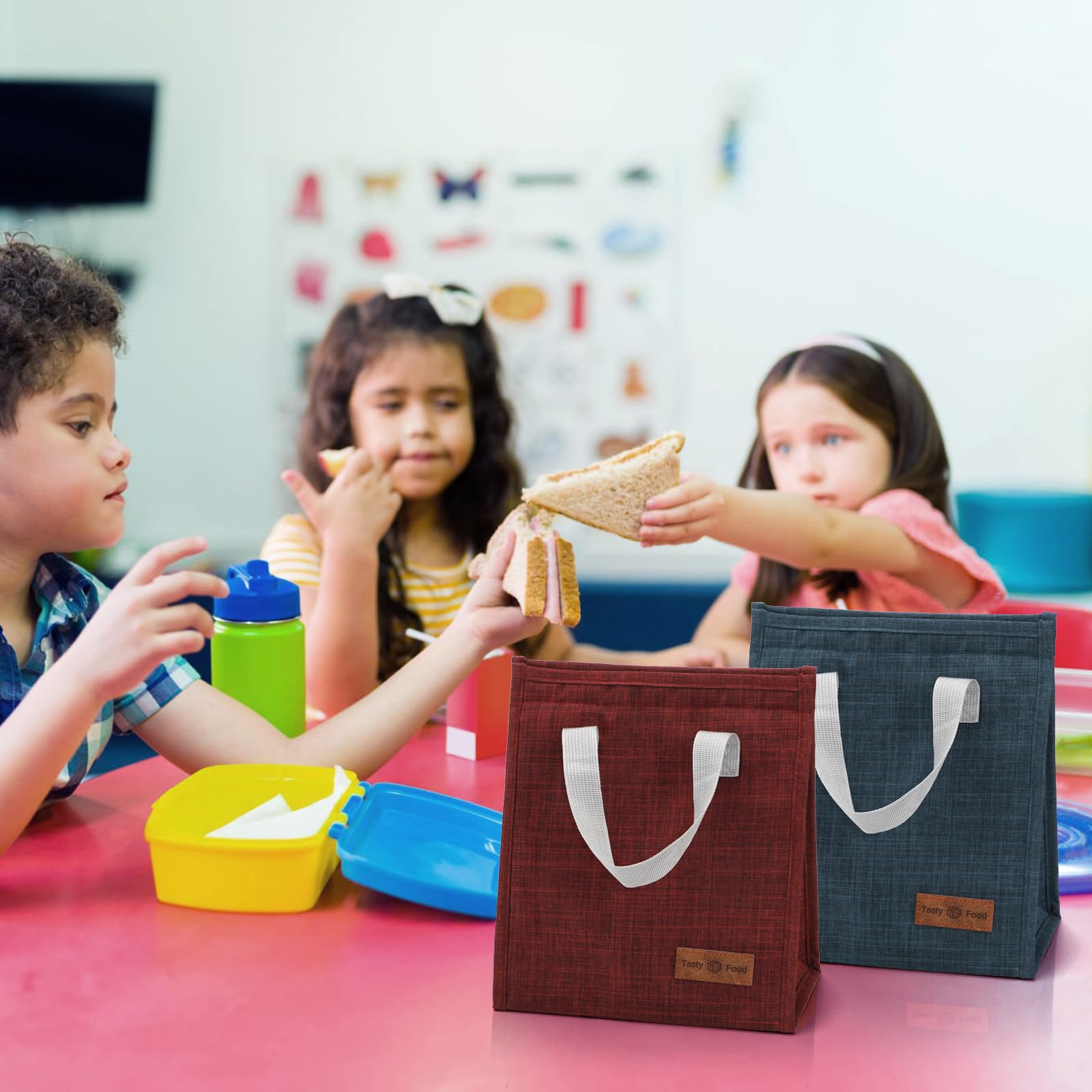 Lunch-Taschen, wiederverwendbar, isolierte Bento-Taschen, große Tragetasche, Lunchbox für Damen und Herren, wasserdichte Kühltasche mit Aluminium für Büro, Arbeit, Picknick, Strand, Reisen