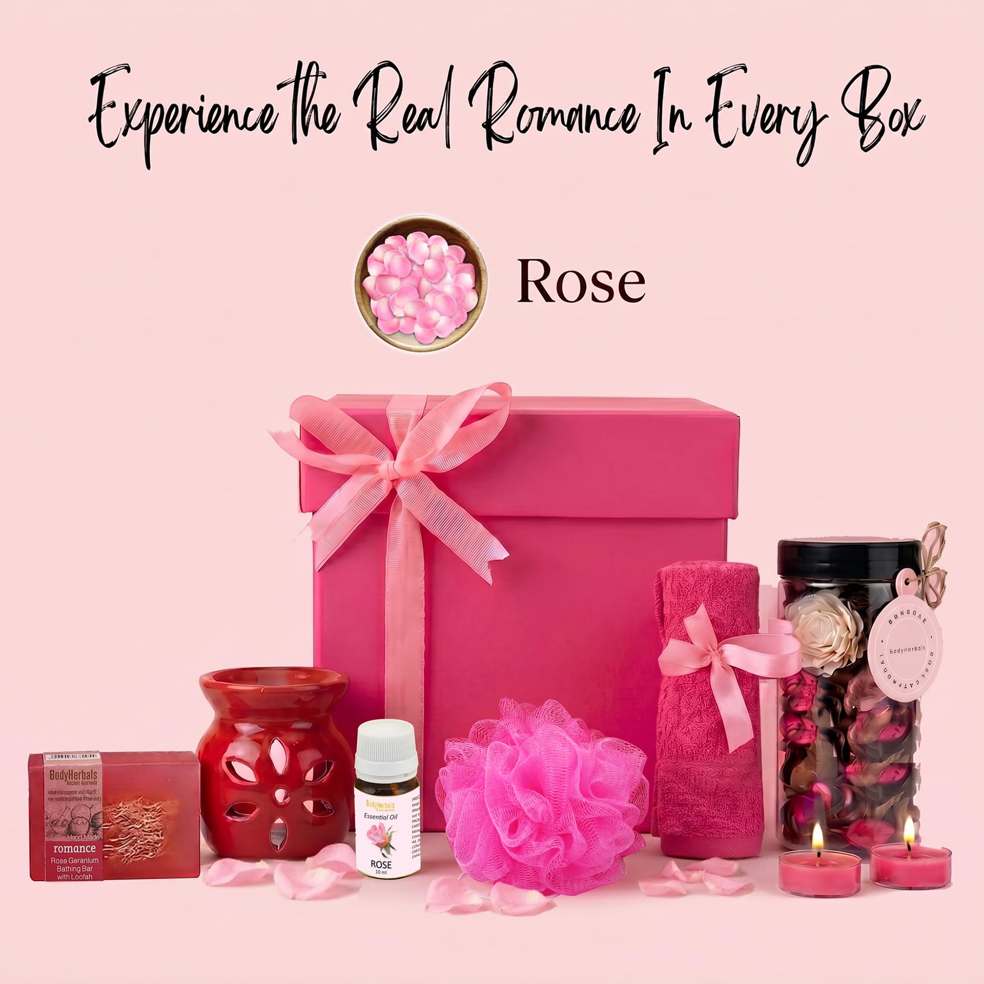 BodyHerbals Rose Soap Spa Gift Set for Women & Men – 7 Pcs Bath & Body Care Kit with Spa Accessories | Vegan Luxury Gift Box for Birthdays, Anniversaries, Weddings, Raksha Bandhan Gift & Special Occasions 4