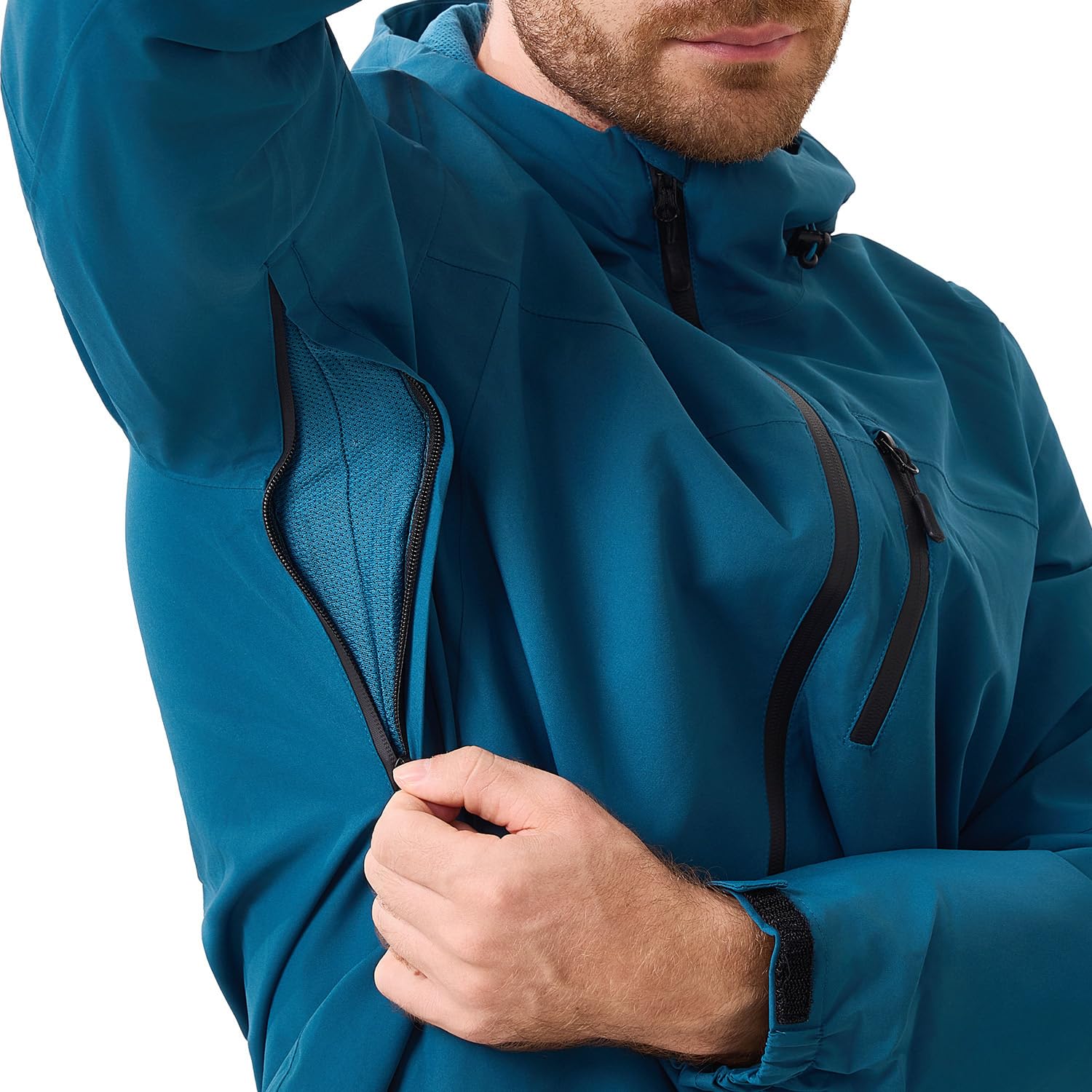Veste pour hommes Imperméable et respirante Veste softshell Veste de pluie légère Coupe-vent pliable Manteau de pluie pour vélo avec capuche