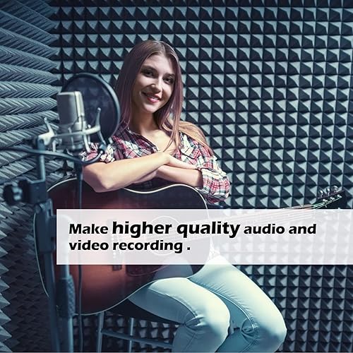 Miniatura 4 de Paquete de 12 paneles de espuma acústica, paneles absorbentes de sonido, paneles de espuma a prueba de sonido de 12 x 12 x 2 pulgadas