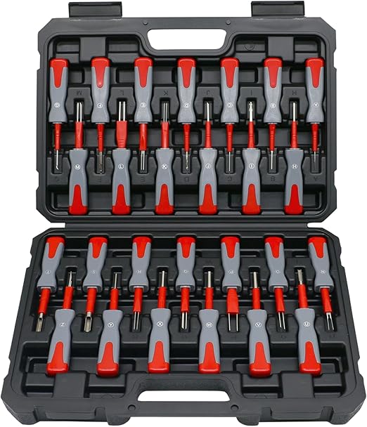 Terminal Removal Tool Kit,For Replaces Universal Vehicle Wire Harness Pin Connector Release Tool Set(26 PCS)