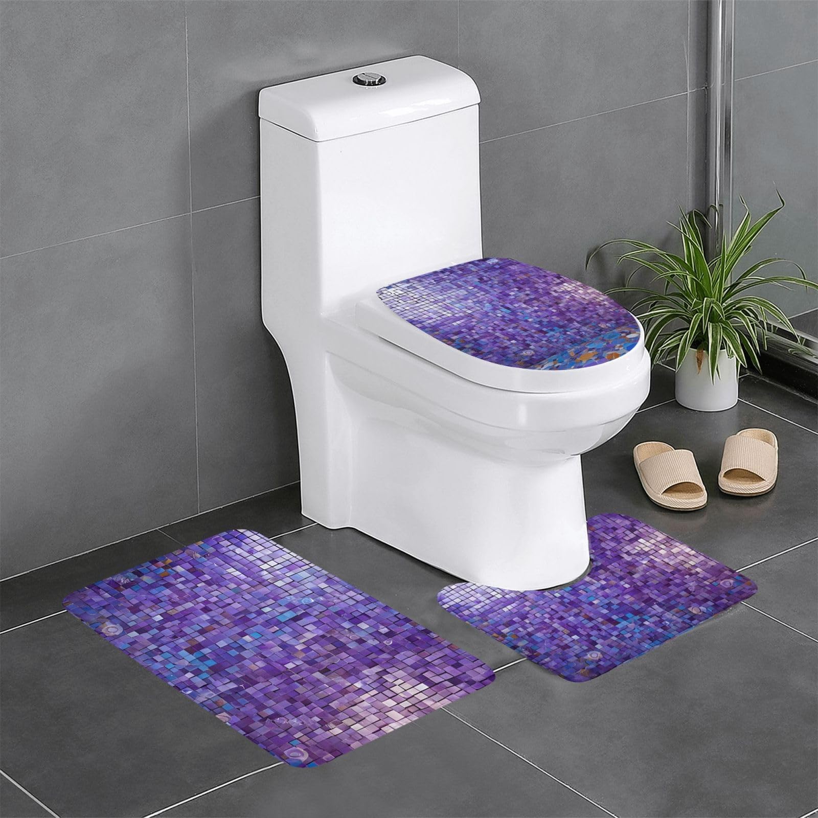 Ensemble de tapis de salle de bain antidérapants chic turquoise x3