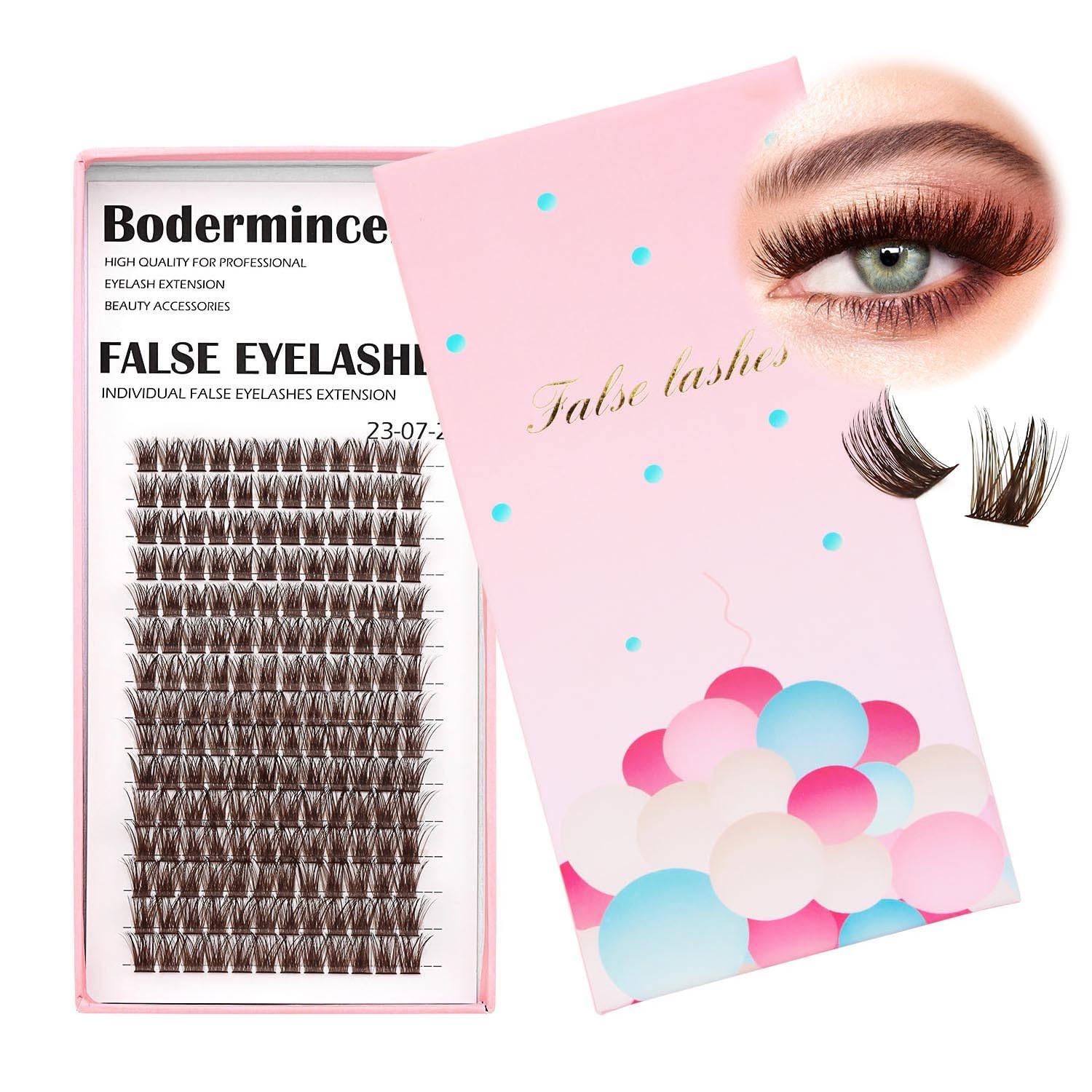 Bodermincer Large Tray 12-14-16mm Mixed 180 Cluster Brown Eyelashes Segmented Professional Makeup Individual DIY Cluster Eye Lashes Grafting