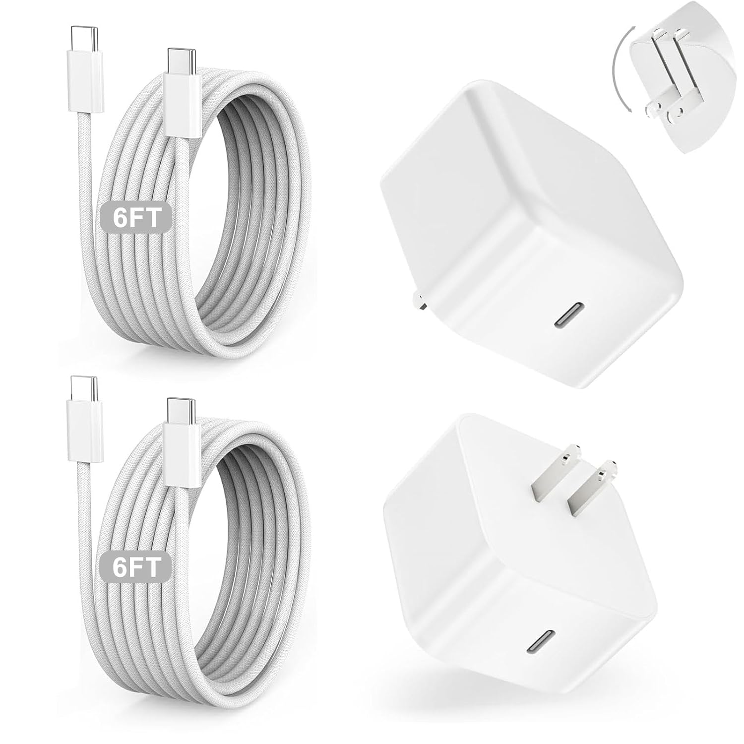 2Pack Fast iPad Charger,40W USB C Dynamic Apple Adapter with 60W Max 6FT USB C Fast Charging Woven Cable Wall Charger for Apple iPad Pro 13/12.9/11 (2018-2026),iPad 11,iPad Air M4/M3/M2/5th/4,A17 Pro