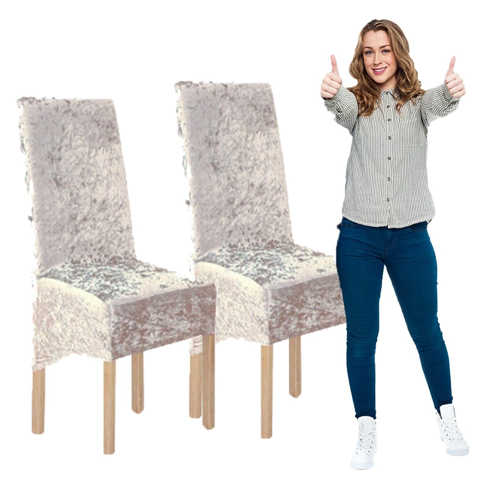 NMVAWIPT Crushed Velvet Dining Chair Covers Elastic Stretch Washable Removable Protective Seat For Wedding Banquet Party(#68,2pcs)