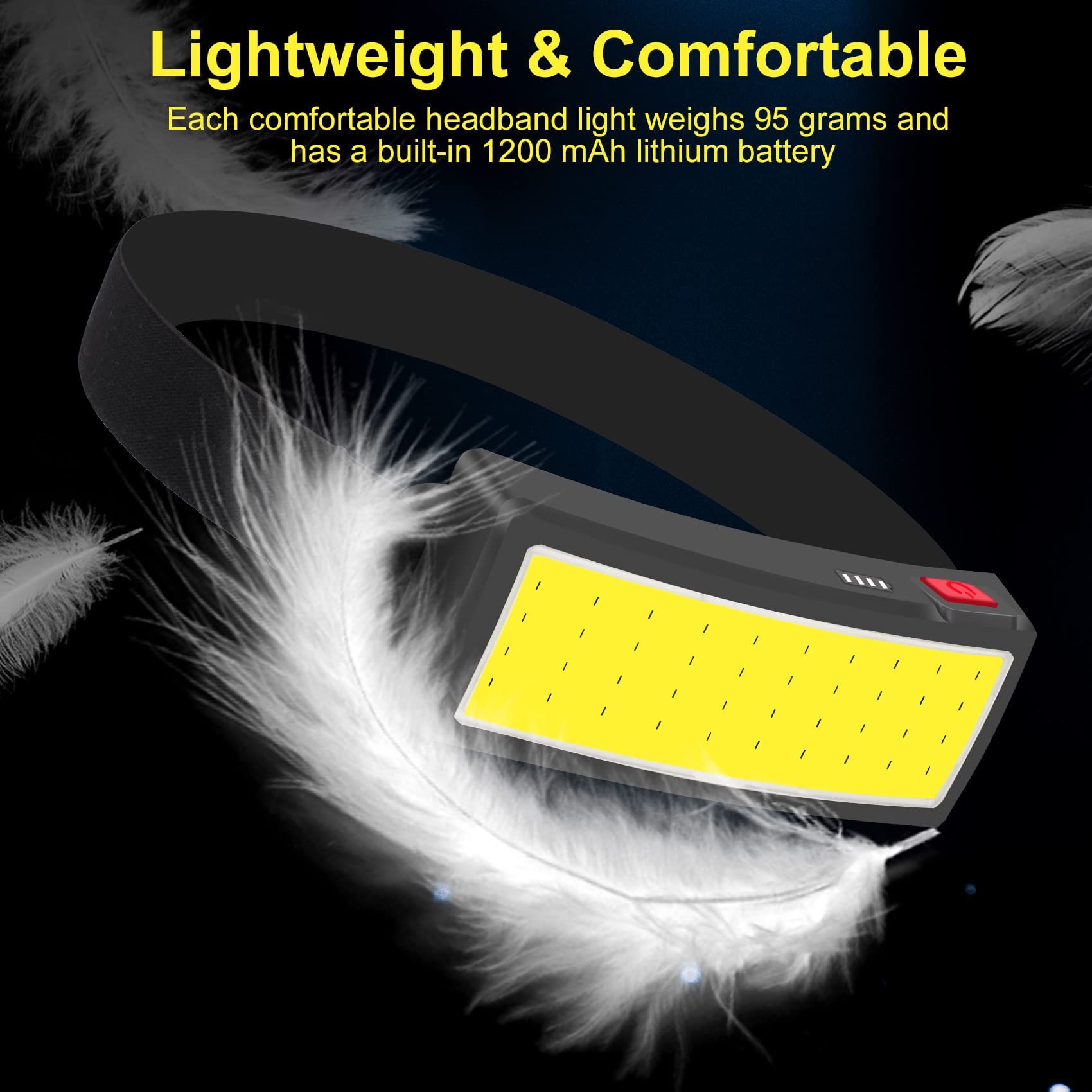 Wiederaufladbare Stirnlampen-Taschenlampe, 1500 Lumen Weitstrahl-LED-Stirnlampe, 3 Beleuchtungsmodi, leichte wasserdichte Lichtleisten-Scheinwerfer, geeignet für Outdoor, Laufen, Angeln, Camping