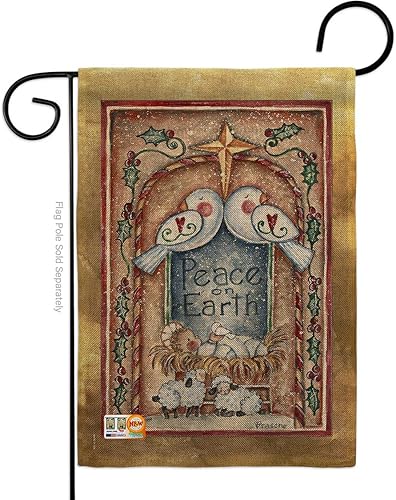 Breeze Decor Bandera de jardín con paloma de la paz en la tierra, diseño de paloma para el invierno, tres reyes, religioso, para la temporada de la