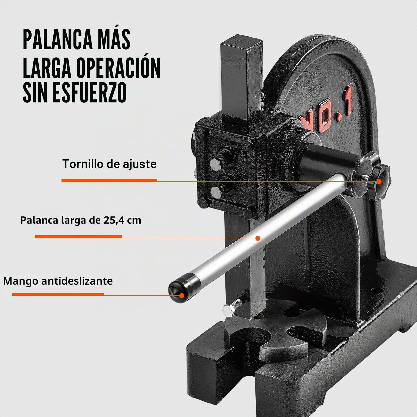 VEVOR Prensa de eje prensa de eje manual de 1 T altura máxima de 5,9" prensa de eje de escritorio manual de hierro fundido resistente prensa manual de precisión para estampar, doblar, estirar y formar