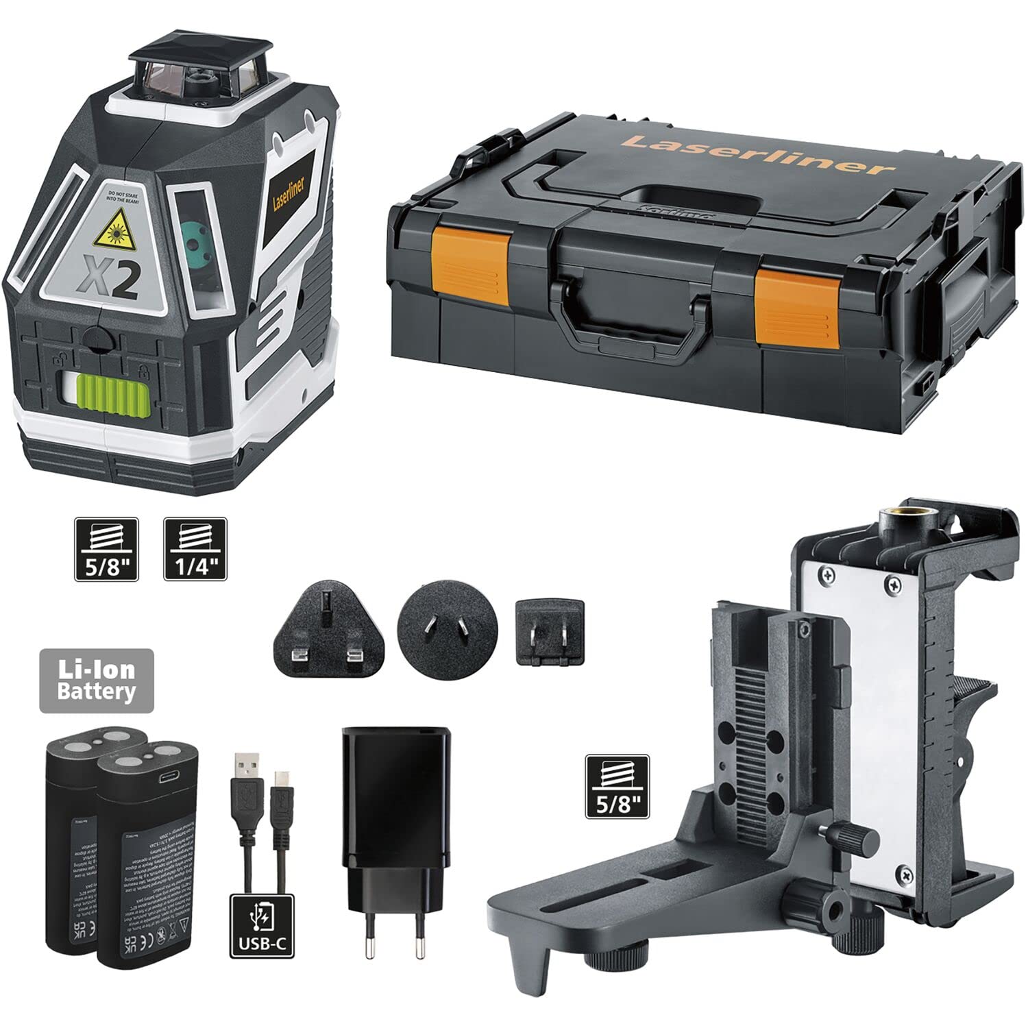Laserliner Kreuzlinienlaser X2-Laser Pro Selbstnivellierend + L-BOXX 136