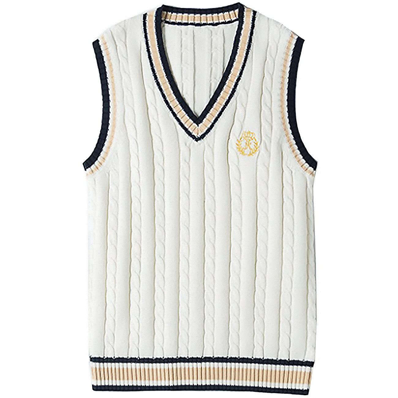WOOKIT JK Uniforme Escolar Camisa de Entrenamiento Tipo Recto Chaleco a Rayas Resistente al frío Chaqueta sin Mangas