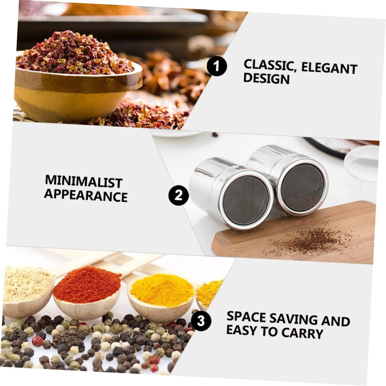 Stainless Steel Pepper Shaker Powder Dispenser for Sugar and Salt