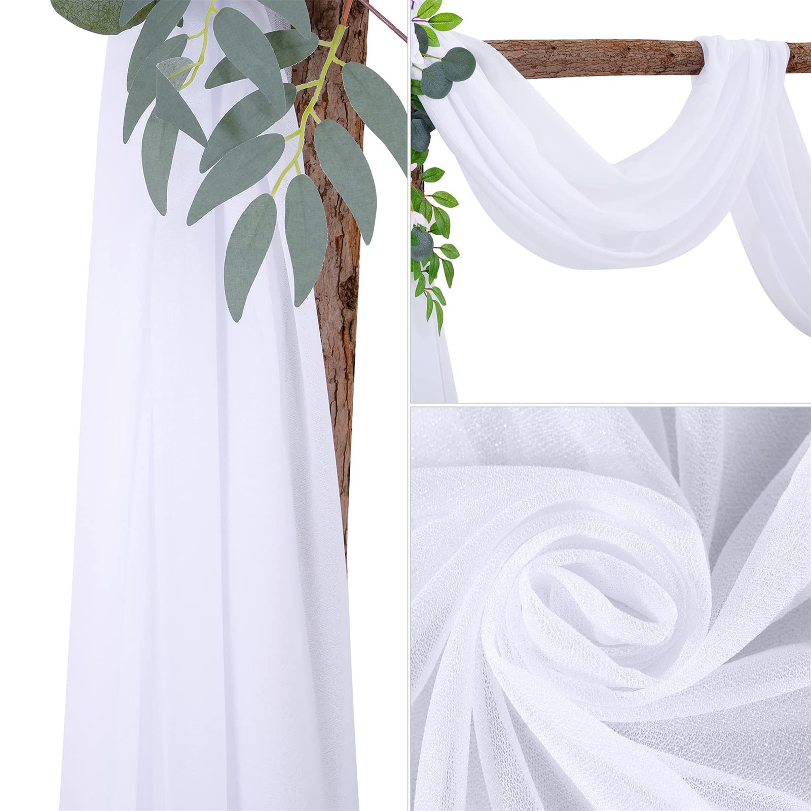 2x Hochzeitsbogen Vorhangstoff Salbeigrün - 70x400cm Deko Für Hochzeitsfeier