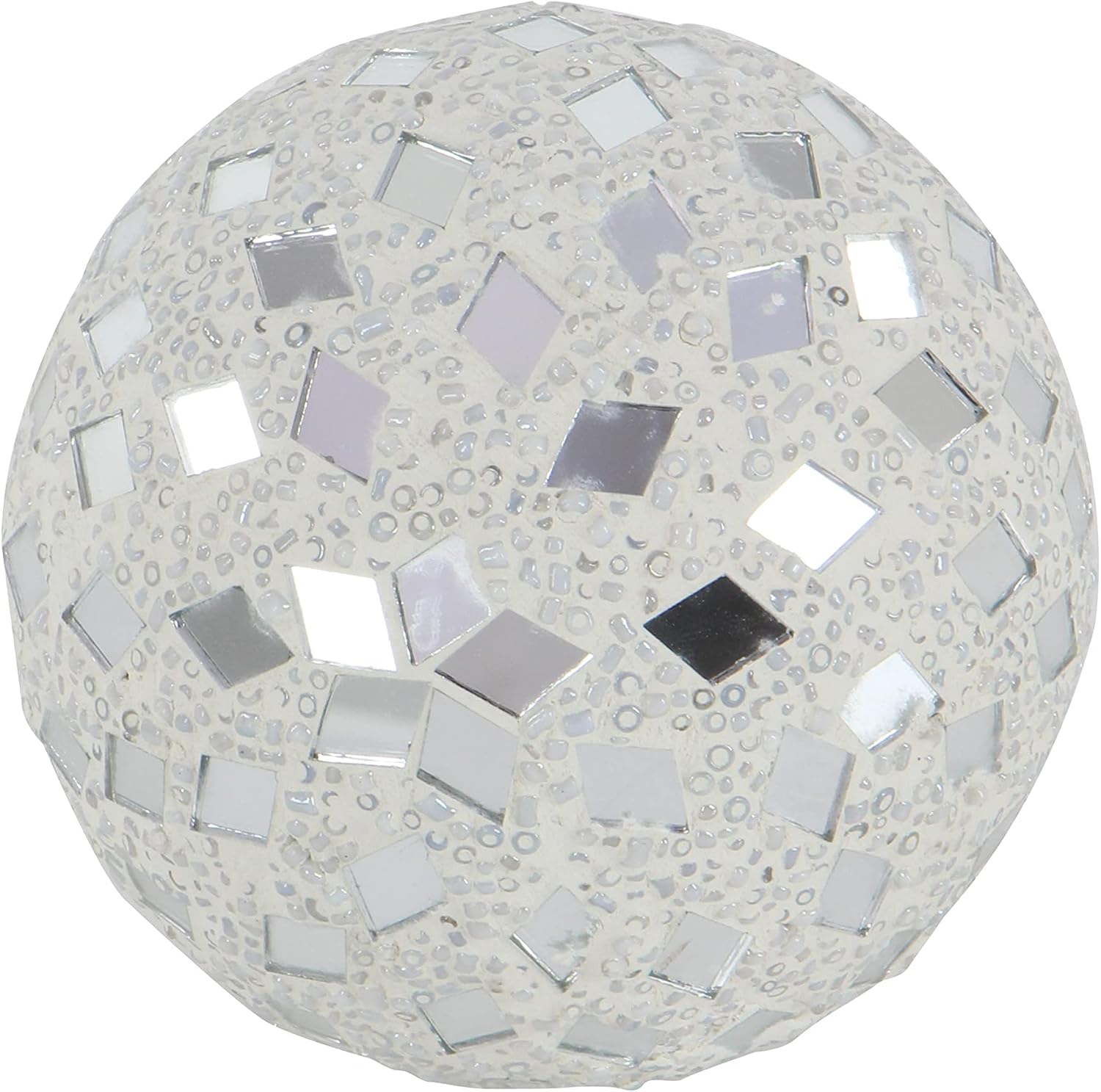 Deco 79 Glass Handmade Mosaic Decorative Ball Orbs & Vase Filler, Set of 4 4"D, White