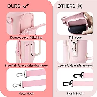 linmaya Water Bottle Carrier Bag with Phone Pocket for Stanley Cup 40/30oz,Insulated Neoprene Water Bottle Holder Cross-boday Bag with Adjustable Shoulder & Handheld Strap Stanley Cup Accessories