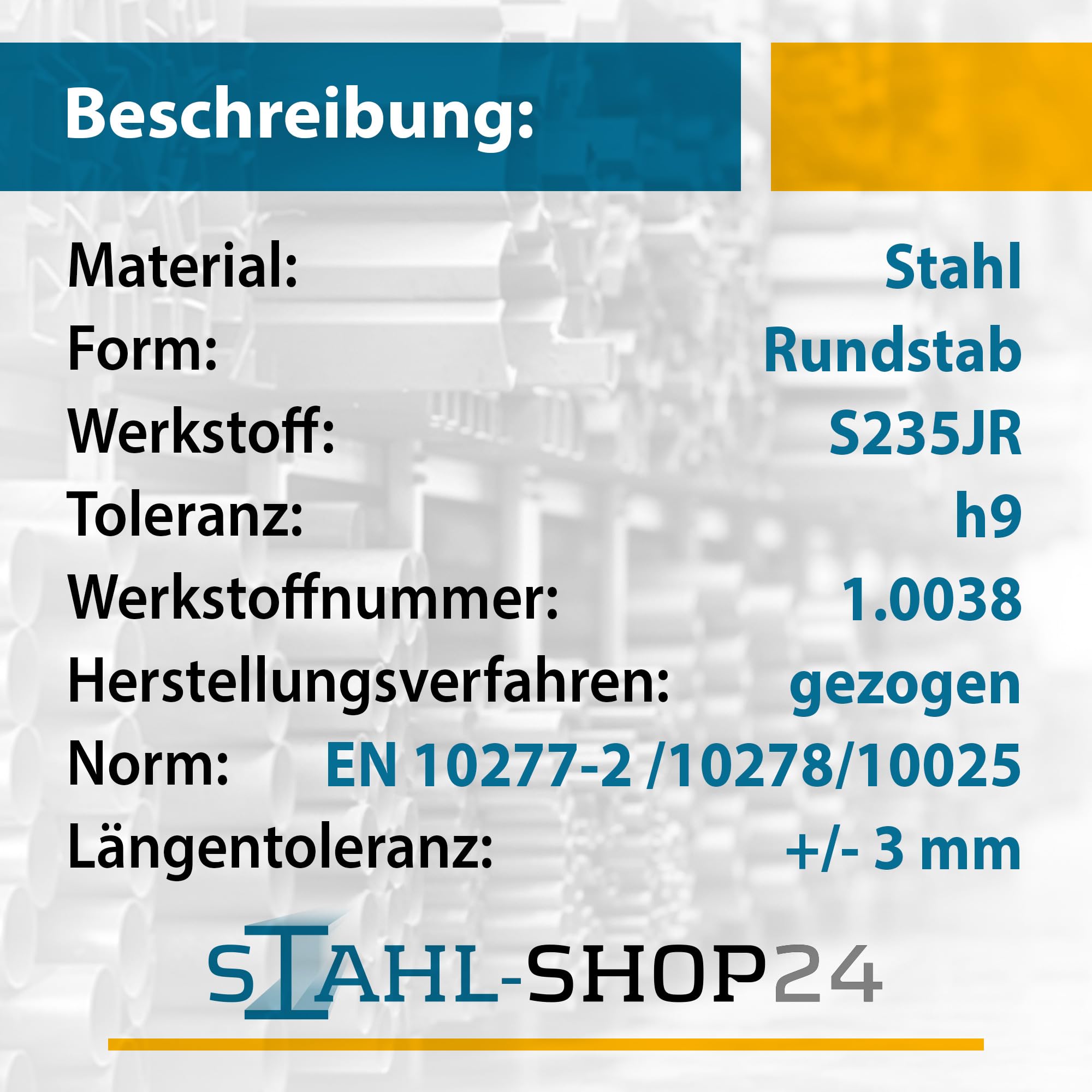 Stahl-Shop24 Rundstahl 45mm Durchmesser Länge 500mm Metallstab für Schweißarbeiten Möbelbau Heimwerkerprojekte größere Konstruktionen Werkstoff S235JR+C/+SH