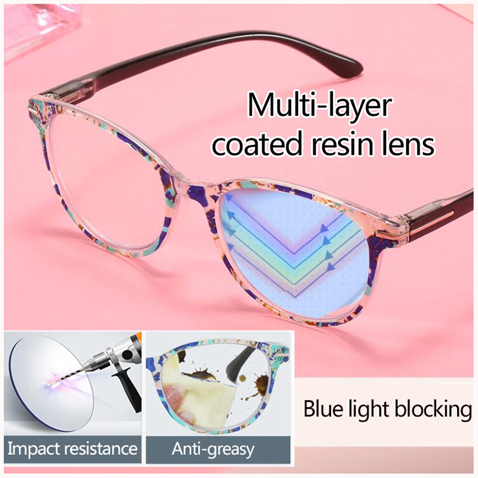 Modne Okrągłe Okulary Do Czytania Z Blokowaniem Niebieskiego Światła, Okulary Do Czytania Z Zawiasem Sprężynowym Dla Kobiet I Mężczyzn/Purple/0