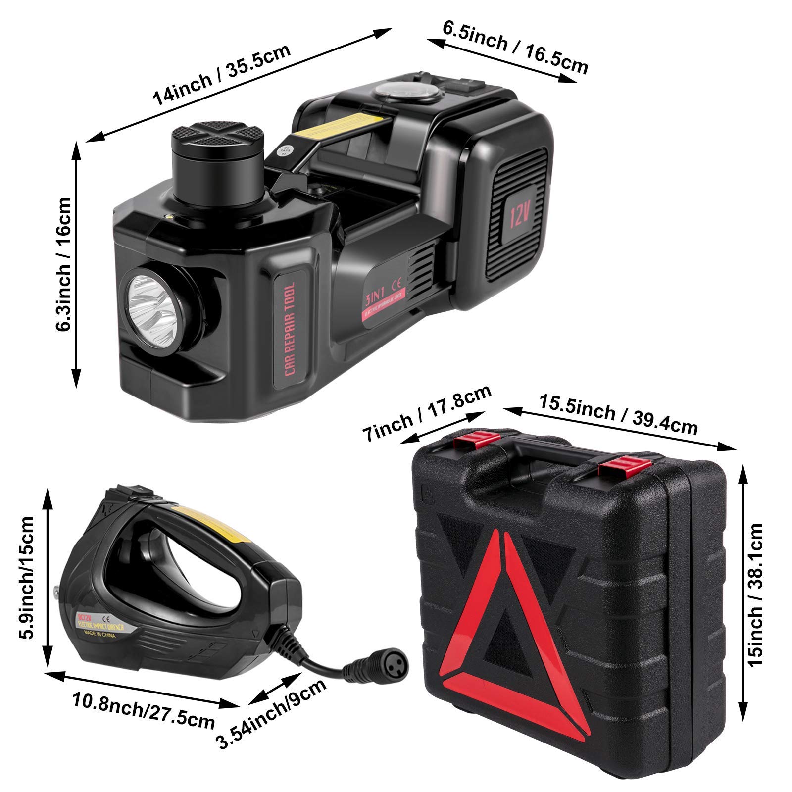 Cric per auto elettrico Cric idraulico per auto da 3 tonnellate, cric elettrico da pavimento con avvitatore a percussione elettrico, set di cric per SUV MPV Berlina Riparazione garage Cambio