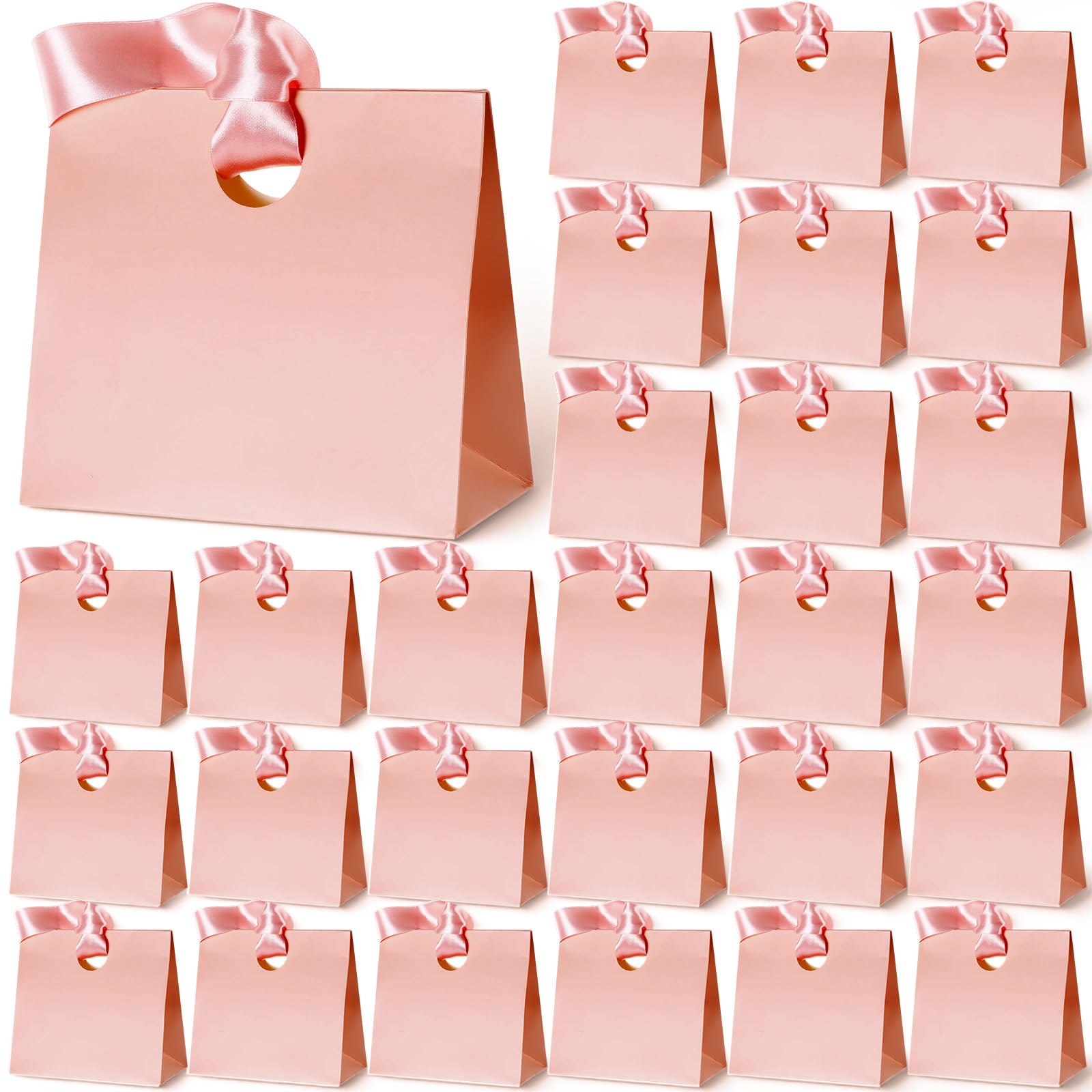 Photo 1 of Feifeiya Small Pink Gift Bags with Ribbon Handle - 30 Pcs