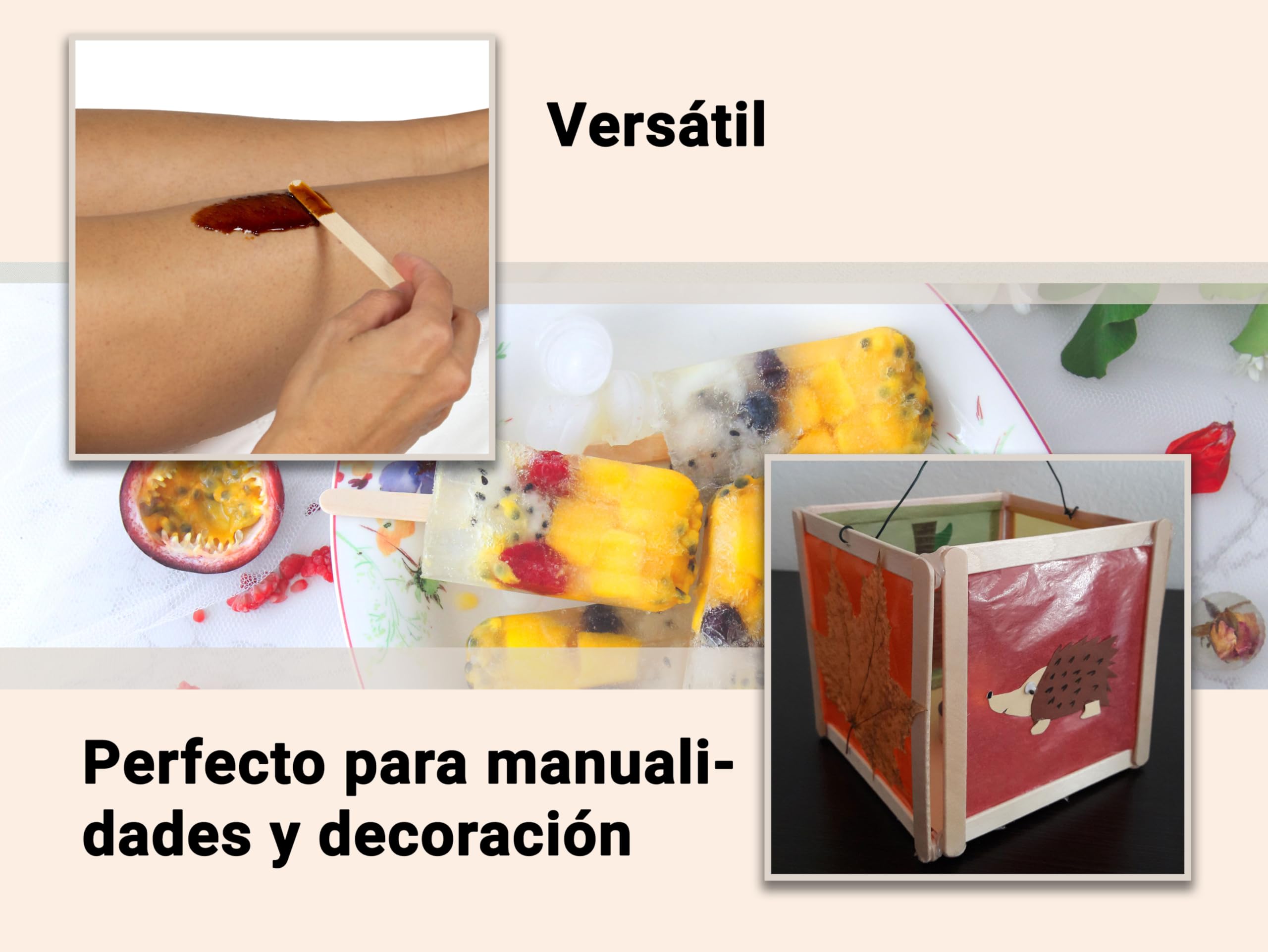Zollner24: Palitos para helados: 500 palitos de madera natural, 11 x 1,1 cm, ecológicos y sin astillas, perfectos para manualidades