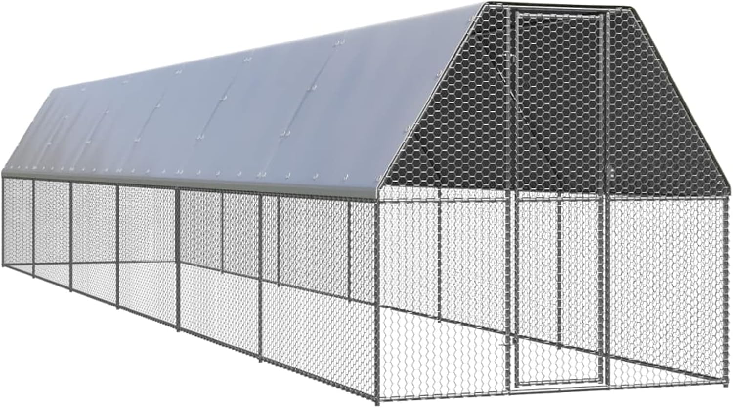 Festnjght Grande Jaula Gallinero de Exterior con Techo Impermeable de Acero Galvanizado 2 x 12 x 2 m, Gallinero Aviario Corral Habitáculos con Puerta y Cerradura