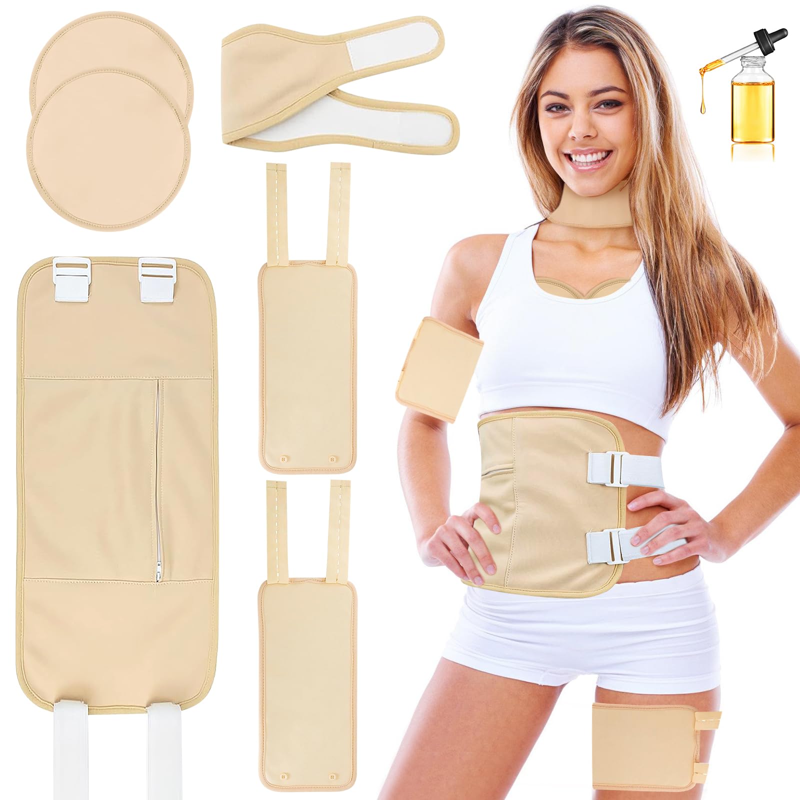 Paquete De Aceite De Ricino, Castor Oil Pack, Reutilizable Kit de Aceite de Ricino, Favorece la Absorción del Aceite de Ricino y Mejora la Calidad del Sueño, para la Cintura,Pecho y Cuello Tiroides