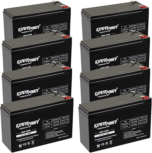 ExpertPower Batería de plomo ácido sellada recargable de 12 V 7ah  EXP1270 Sustituye a APC Back-UPS ES 500 VA, BE500C, BE500U (paquete de 8)