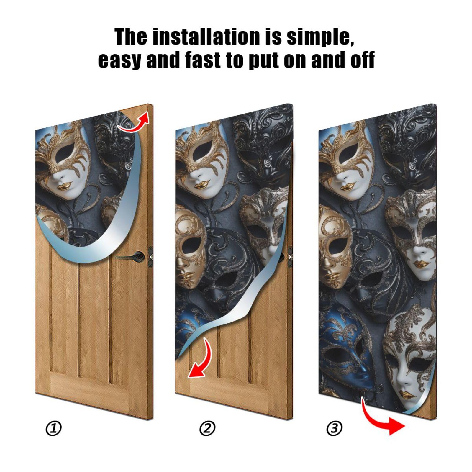 FLildon Mardi Gras Carnival Masks Door Cover Decoration, Party Accessory Porch Decor for Festive Ornament Room Door Covers 35 x 79 Inch