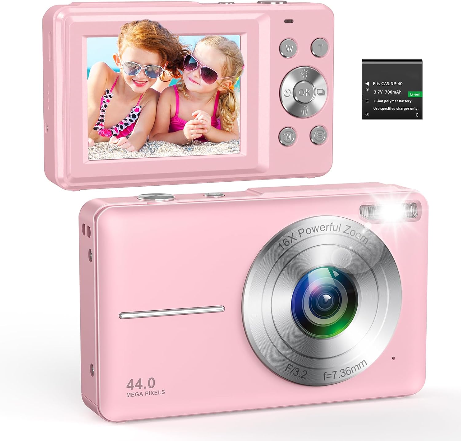Digital Camera 1080P 44MP Compact Digital Camera 16X Digital Zoom Easy Vlogging Camera Portable Small Camera for Children Teenagers Seniors Beginners