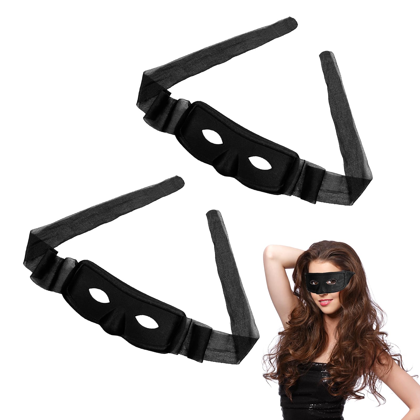 UILYNIU 2 Pieces Masquerade Mask Men Women Eye Patches for Adults Eye Patch Costume Captain Black Half Face Venetian for Halloween Easter Carnival Adults Pirate Role Play Dress Up (Black)