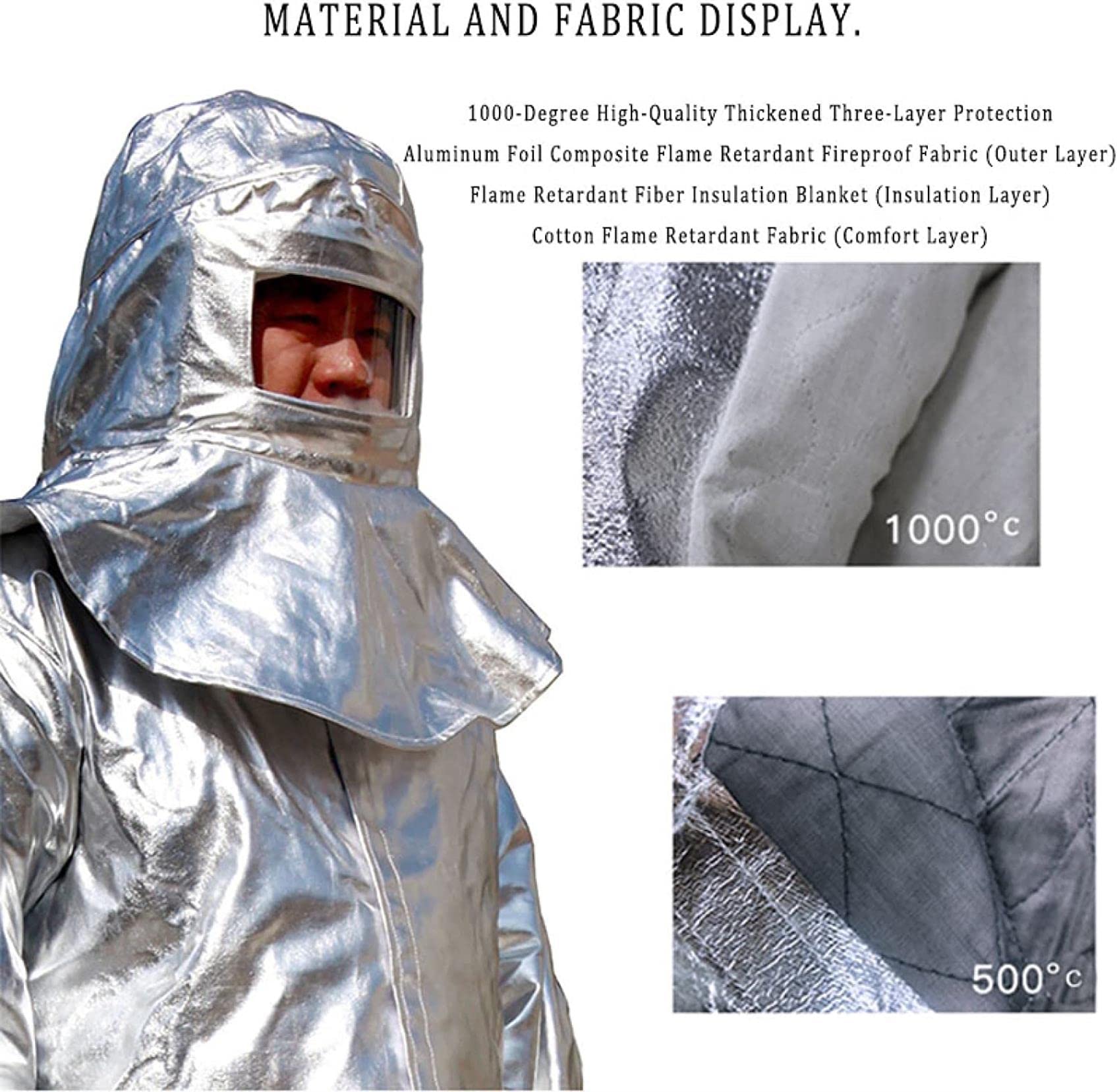 Overoles Ignífugos Uniforme Bombero Resistente A Radiación Térmica Mina Carbón, Pozo Petróleo, Mina, Planta Química,500°-170-180cm