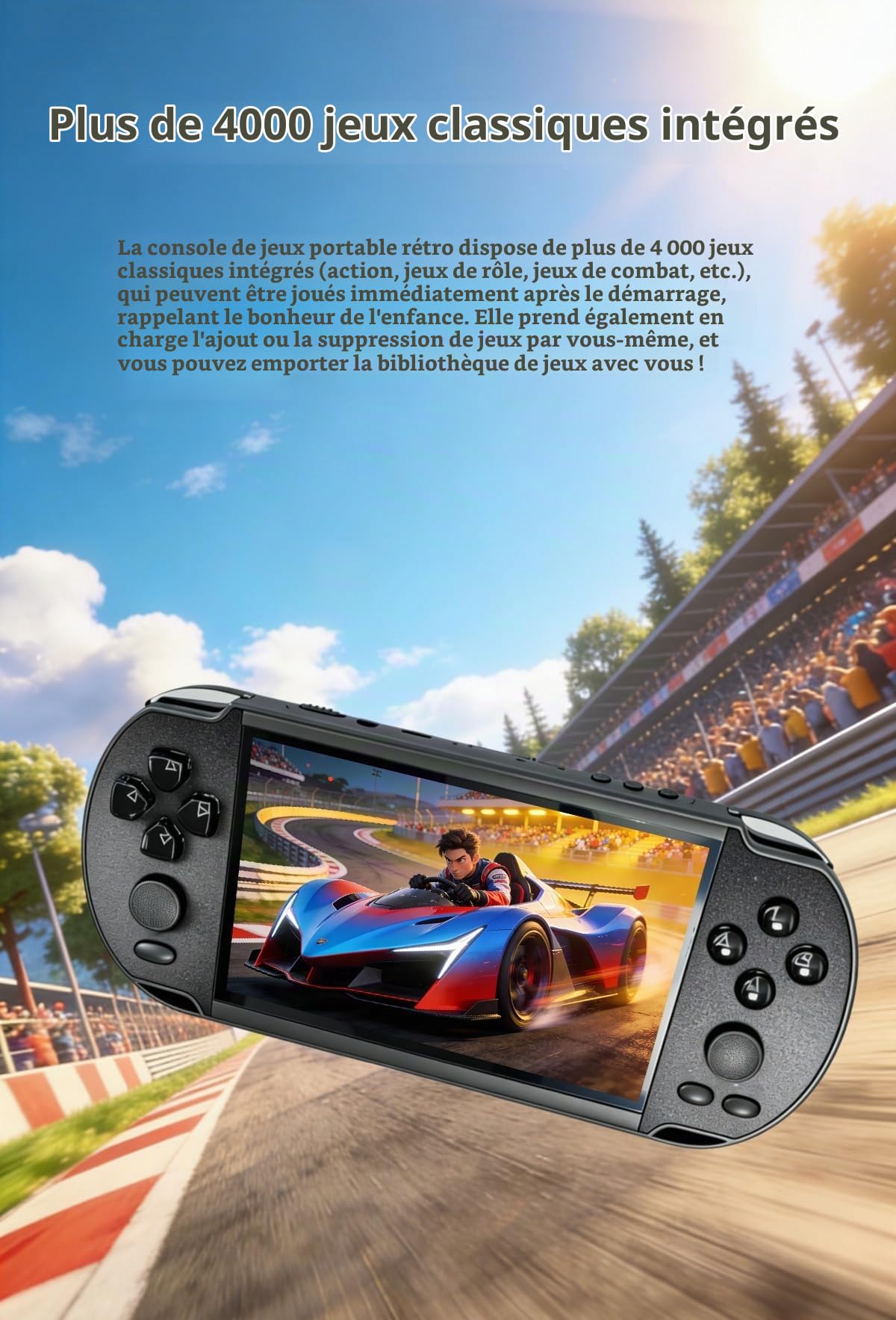 Console de Jeux rétro YHFITN avec écran de 5,5 Pouces, Lecteur vidéo Portable avec Jeux Classiques, Sauvegarde de Parties, Lecteur MP3, Sortie AV vers TV, pour Les Adolescents