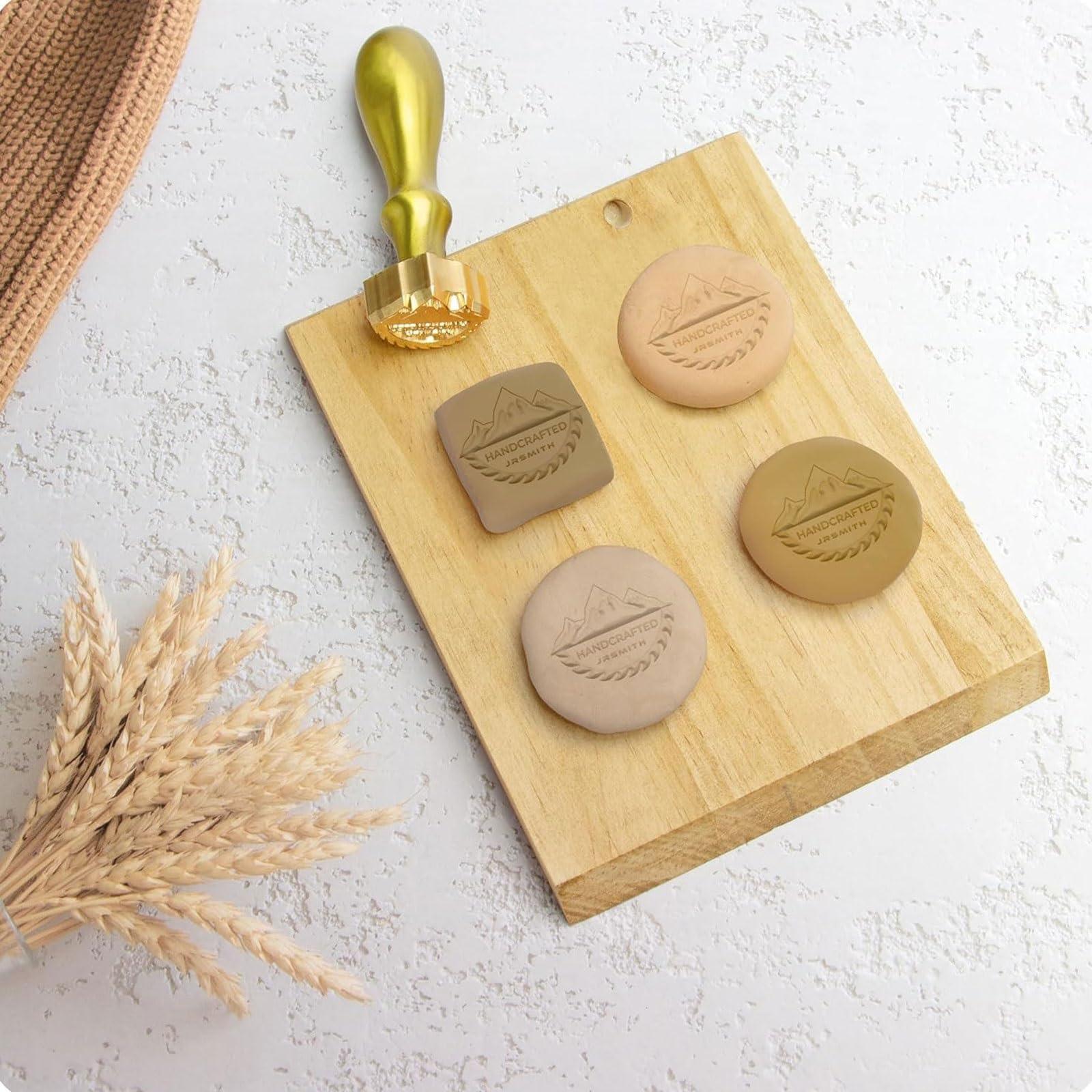 Timbri con lettere personalizzati, timbri personalizzati for sapone e ceramica con logo, timbri in argilla for la produzione di ceramiche Timbri con firma(4"x4")
