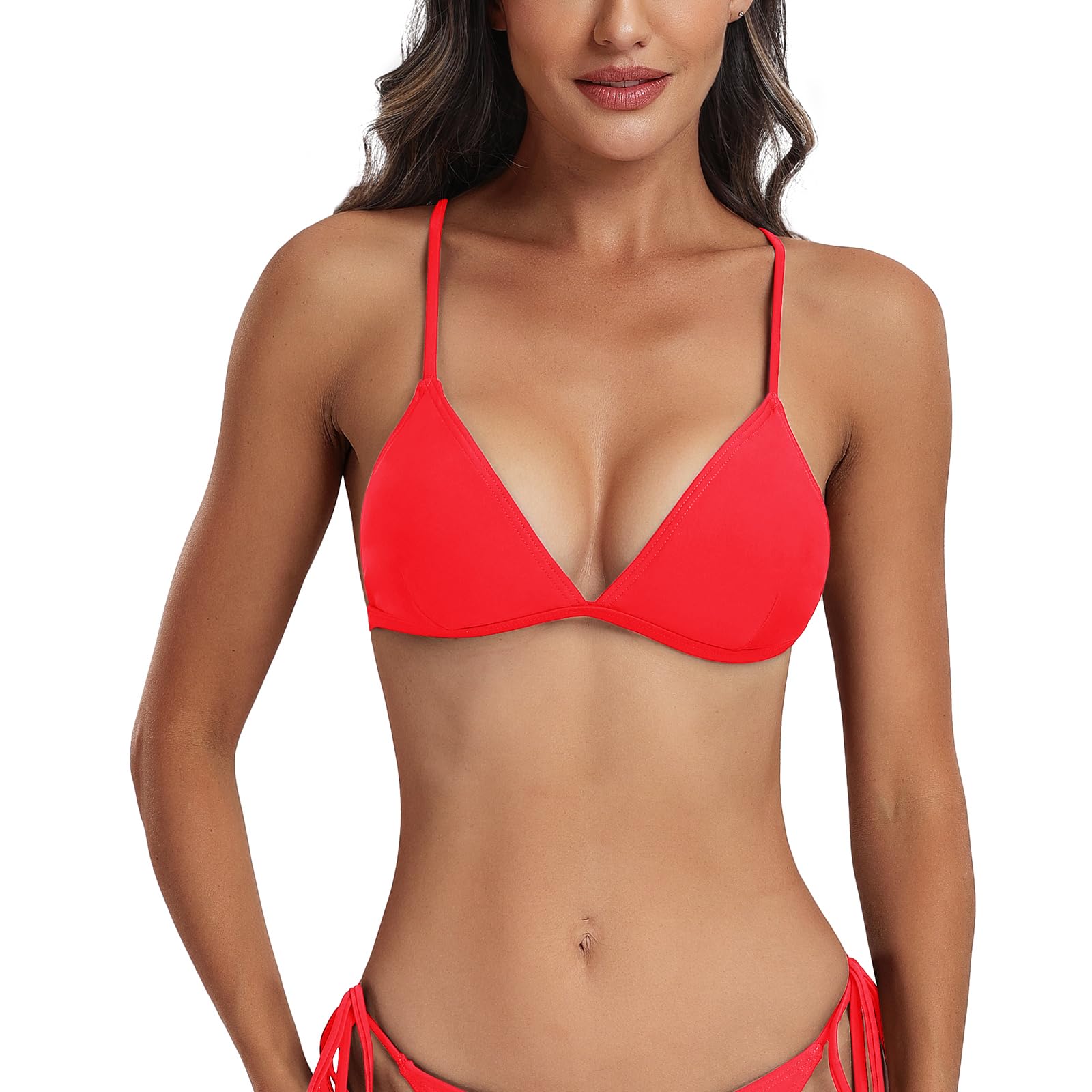 FITTOO Triangel Bikini Oberteil Damen Push up Sport Bikini Neckholder Sexy Bikinioberteil mit Polster