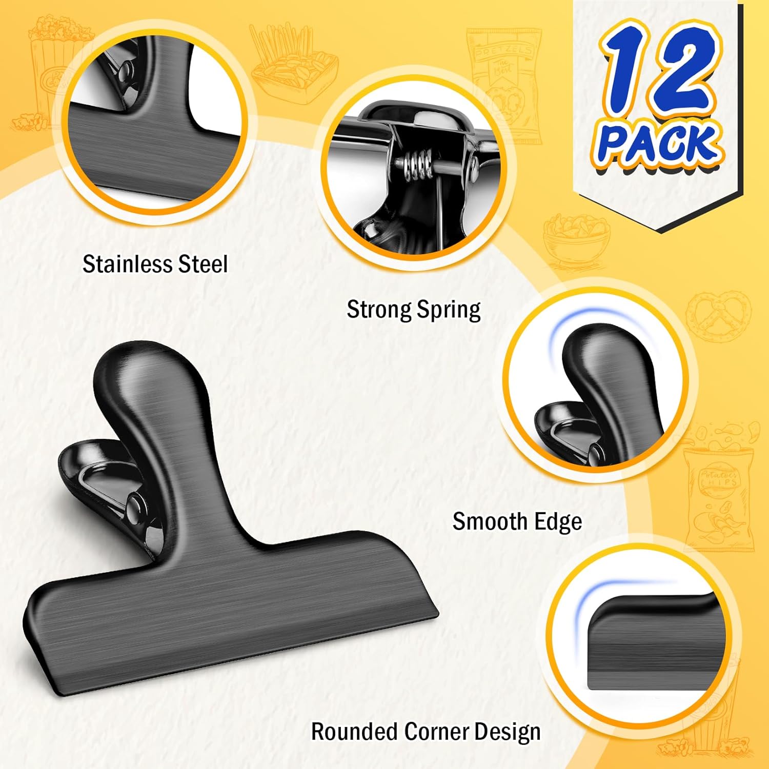 "VNDUEEY Stainless Steel Chip Bag Clips, 12 Pack" - Image 4