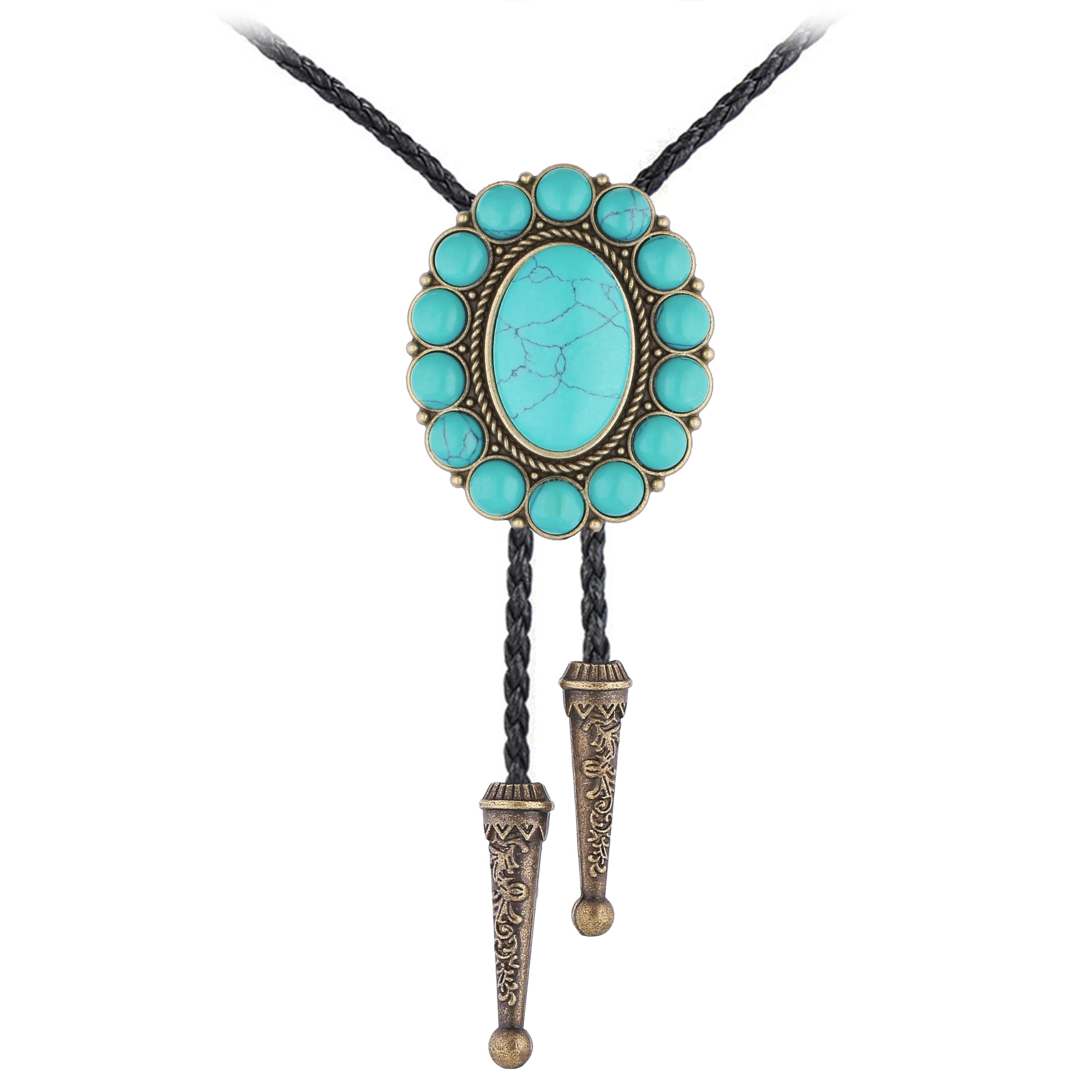GelConnie Bolo Tie for Men Women Western Cowboy Turquoise Leather Necktie