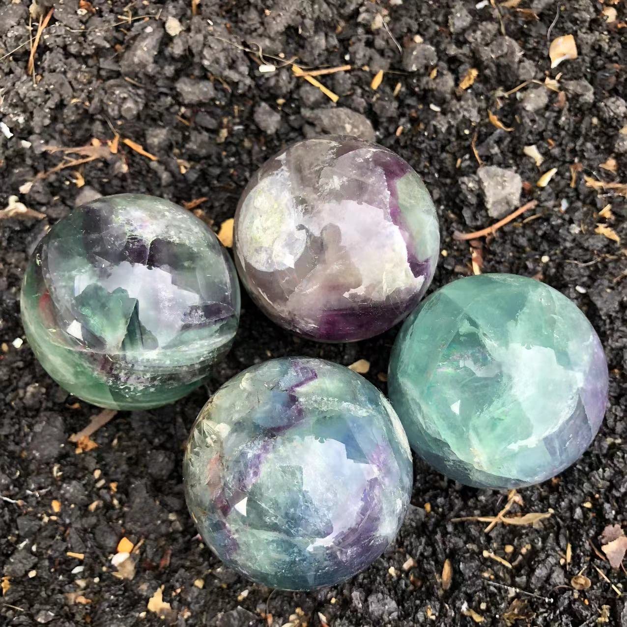 SnamicE Natural crystal rough Home Decoration 40mm Natural Colored Fluorite Ball Crystal Quartz Divination Ball Gem Sculpture Statue Stones,1pc-40mm