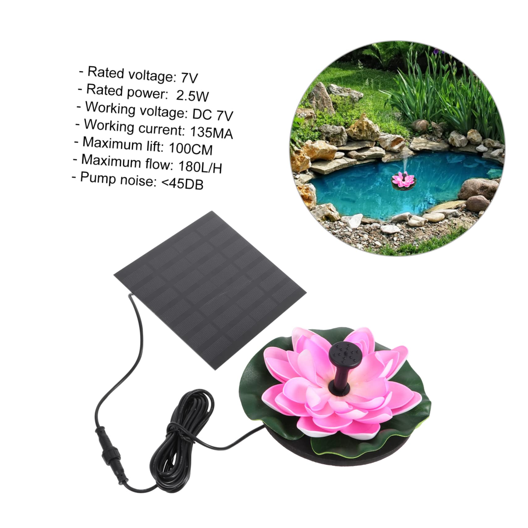 Cabilock Kreative Solarpumpe und Eva Material mit Monokristallinem Silizium Solarbetriebener Lotusbrunnen mit Wasserzirkulation für Gartendekoration und Teich