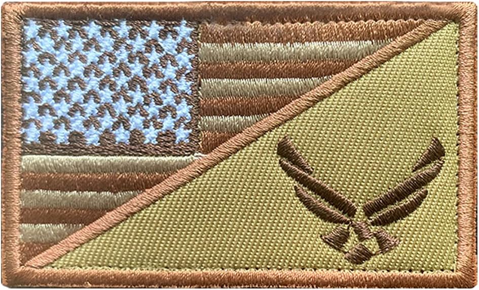 Antrix 2 Pack Tactical American USA Flag US Air Force Logo Patch Insignia Tag Applique Emblems Badges Patch Hook Fastener Patch for Backpacks Caps Uniforms -USAF
