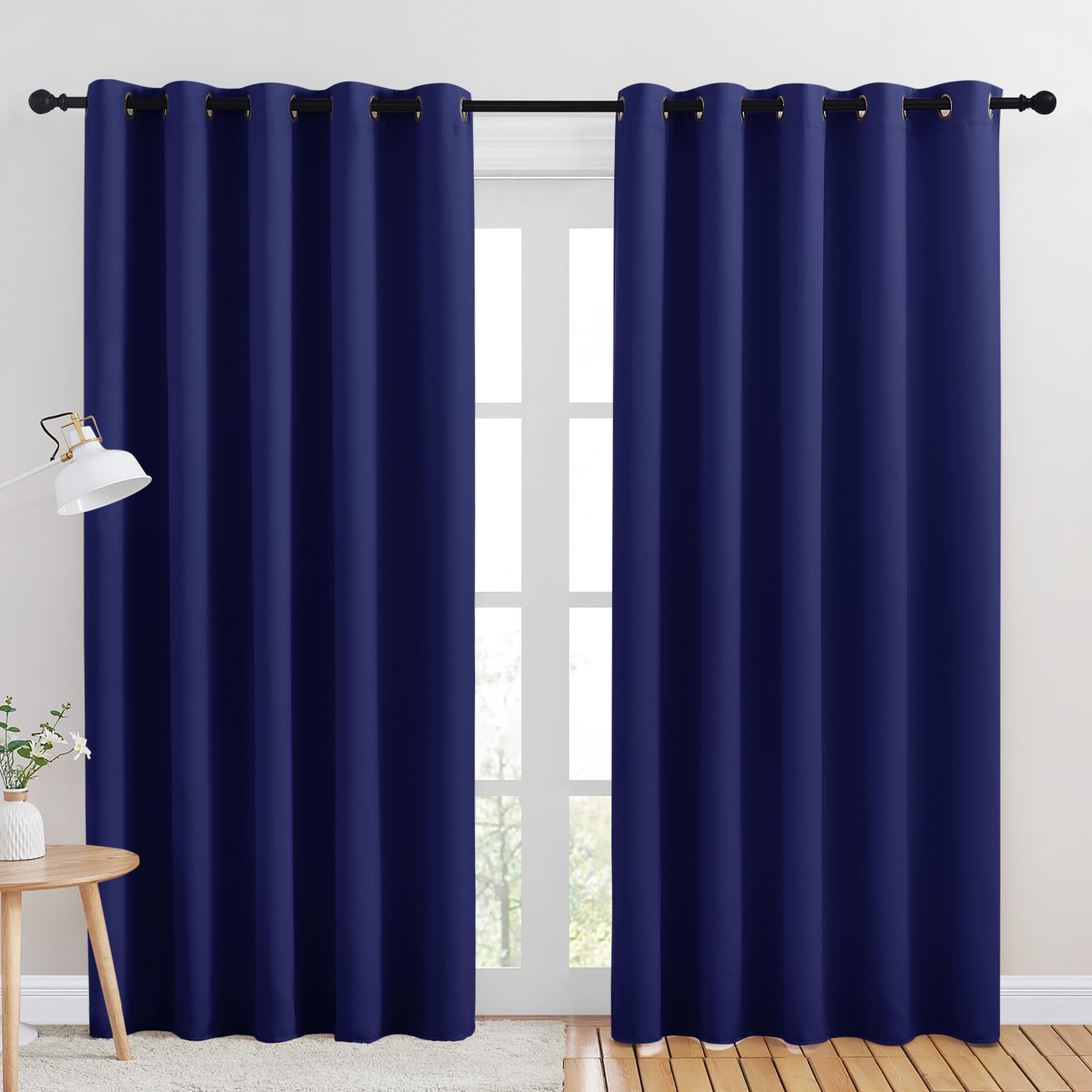 NICETOWN Blackout Draperies Curtains for Kids Room, Royal Blue, Set of 2, 70 by 84 inches, Window Treatment Thermal Insulated Solid Grommet Blackout Drape Panels for Bedroom