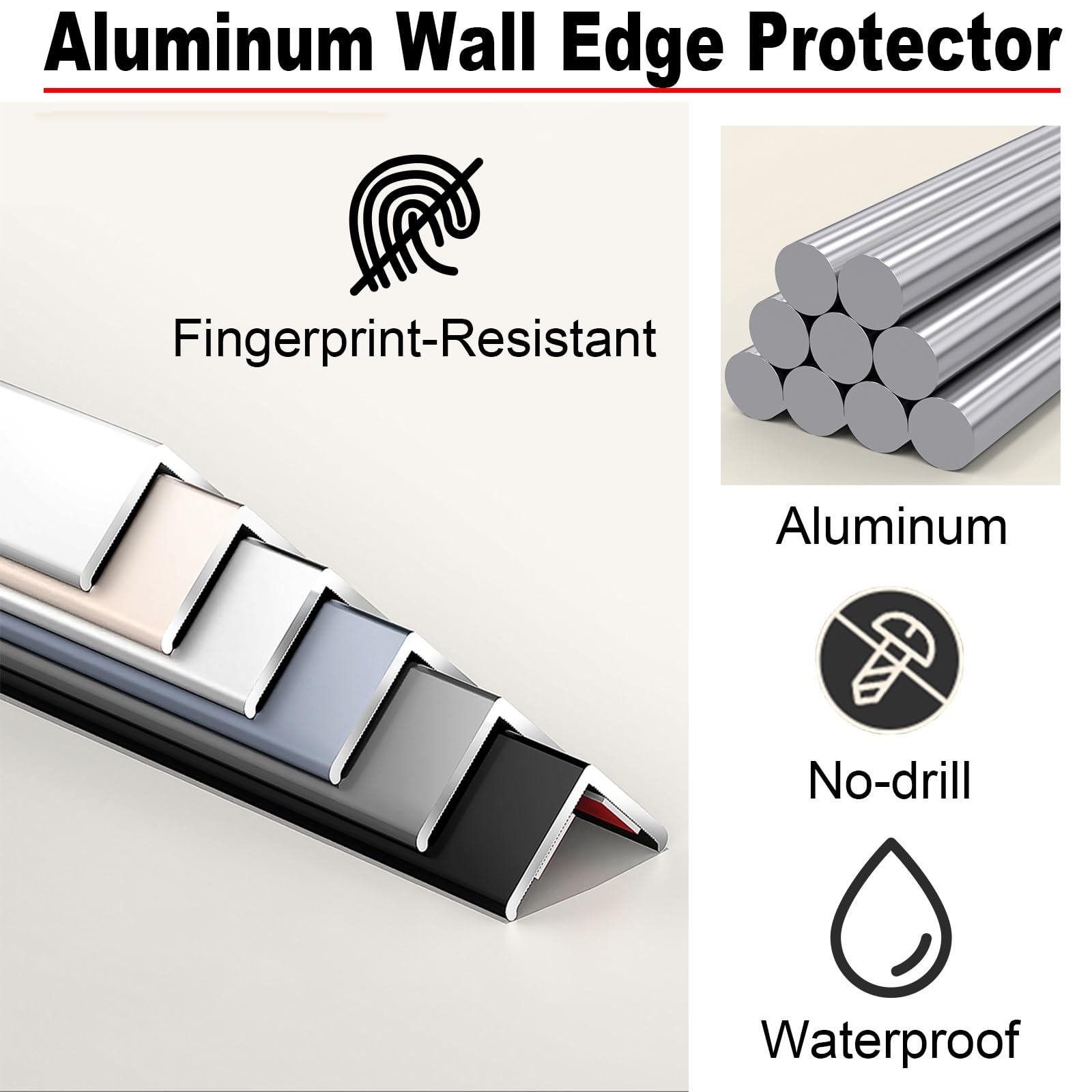 protectesquinas pared & cantoneras Protectores De Esquinas De 100, 120, 140, 160, 180 Y 200 CM De Largo, Protectores De Esquinas Adhesivos Y Protectores De Bordes Para Paredes(Silver,170cm(66 8/9 in))