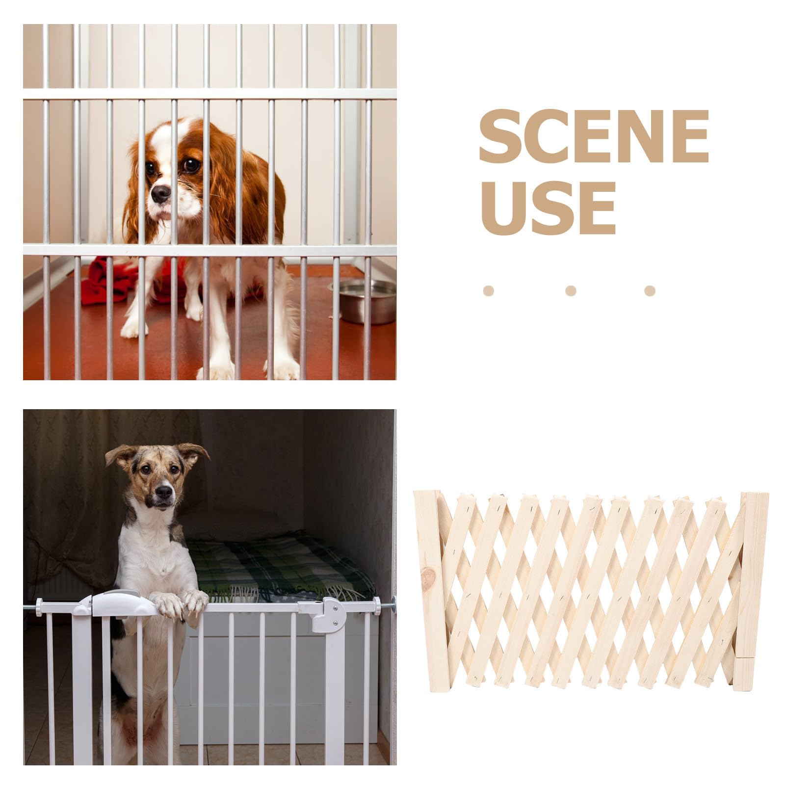 USHOBE Einziehbarer Hundezaun mit Verstellbarem Design und Freistehendem Katzenschutz für Garten und Terrasse Werkzeuglose Montage und Stilvolle Natürliche Optik