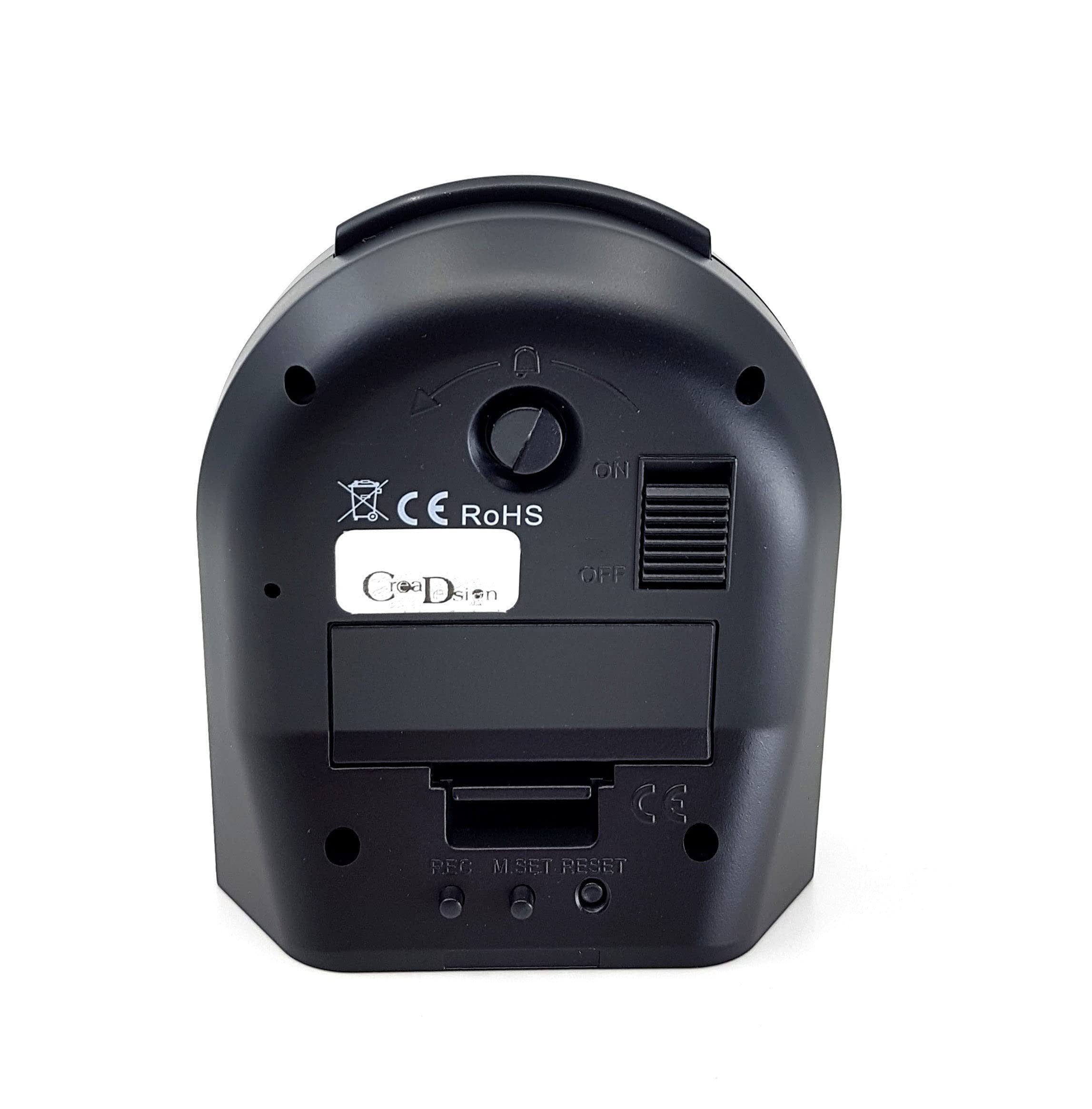 WU-50-1065-05, Elefant Farbe Lila, analog Kinderwecker schwarz, Funkwecker ohne Ticken, mit Licht, personalisiert mit Namen, 9,6 x 5,5 x 11,9 cm, 104 g