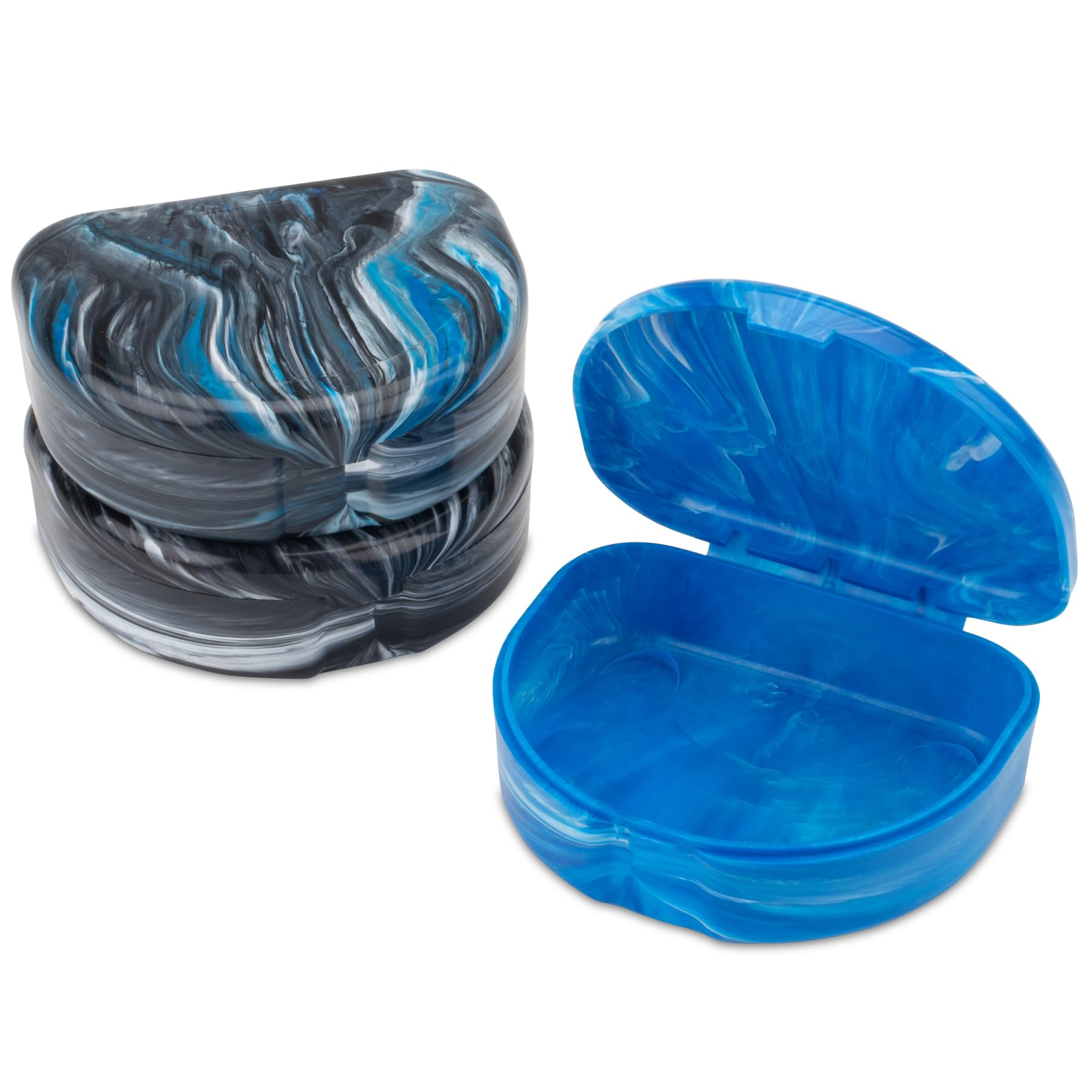 Practicon Marble Retainer Cases, Orthodontic Aligner Case, Mouth Guard Holder (3 Pack) (Midnight)