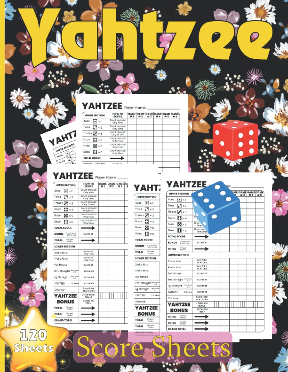 Buy Yahtzee Score Sheets Large size 8.5 x 11 inches 120 Pages Dice