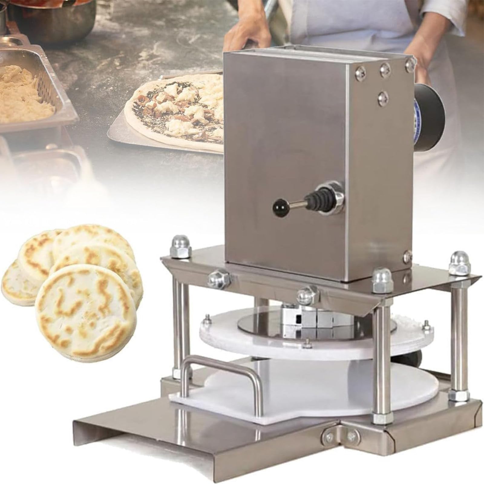 Pressa elettrica per Pasta per Pizza, pressa Manuale Commerciale in Acciaio Inossidabile per Pasta per Pizza, pressa per Pizza Domestica da 8,6 Pollici per Pizza, Tortilla,Type22