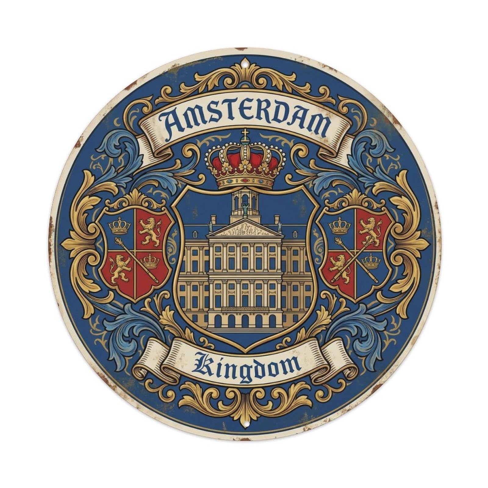 Vintage Travel Amsterdam Netherlands Dynasty Metal Tin Sign
